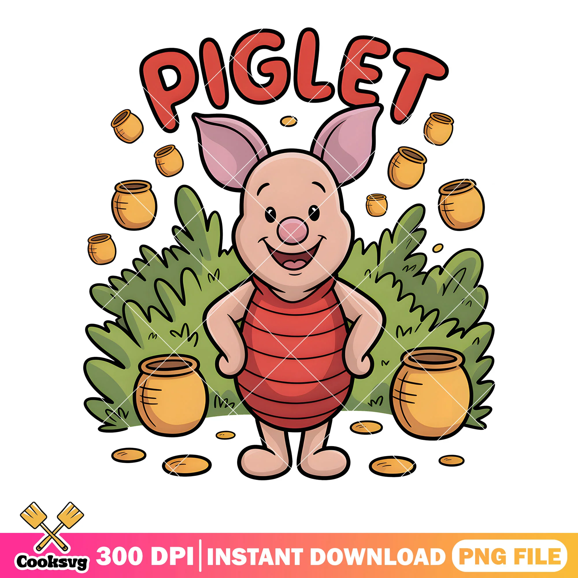 Piglet honey pot vibes png, winnie the pooh png, disney piglet png
