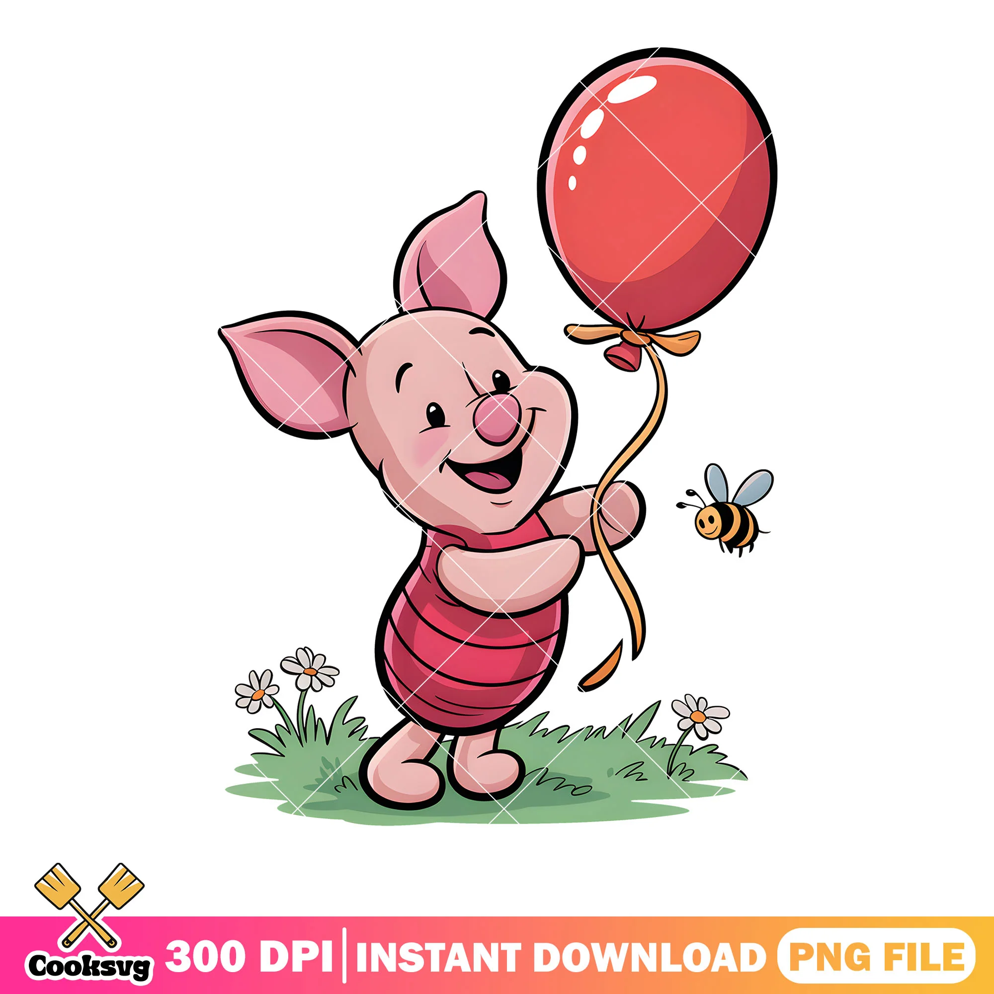 Piglet love balloon png, disney poster png, winnie the pooh piglet png