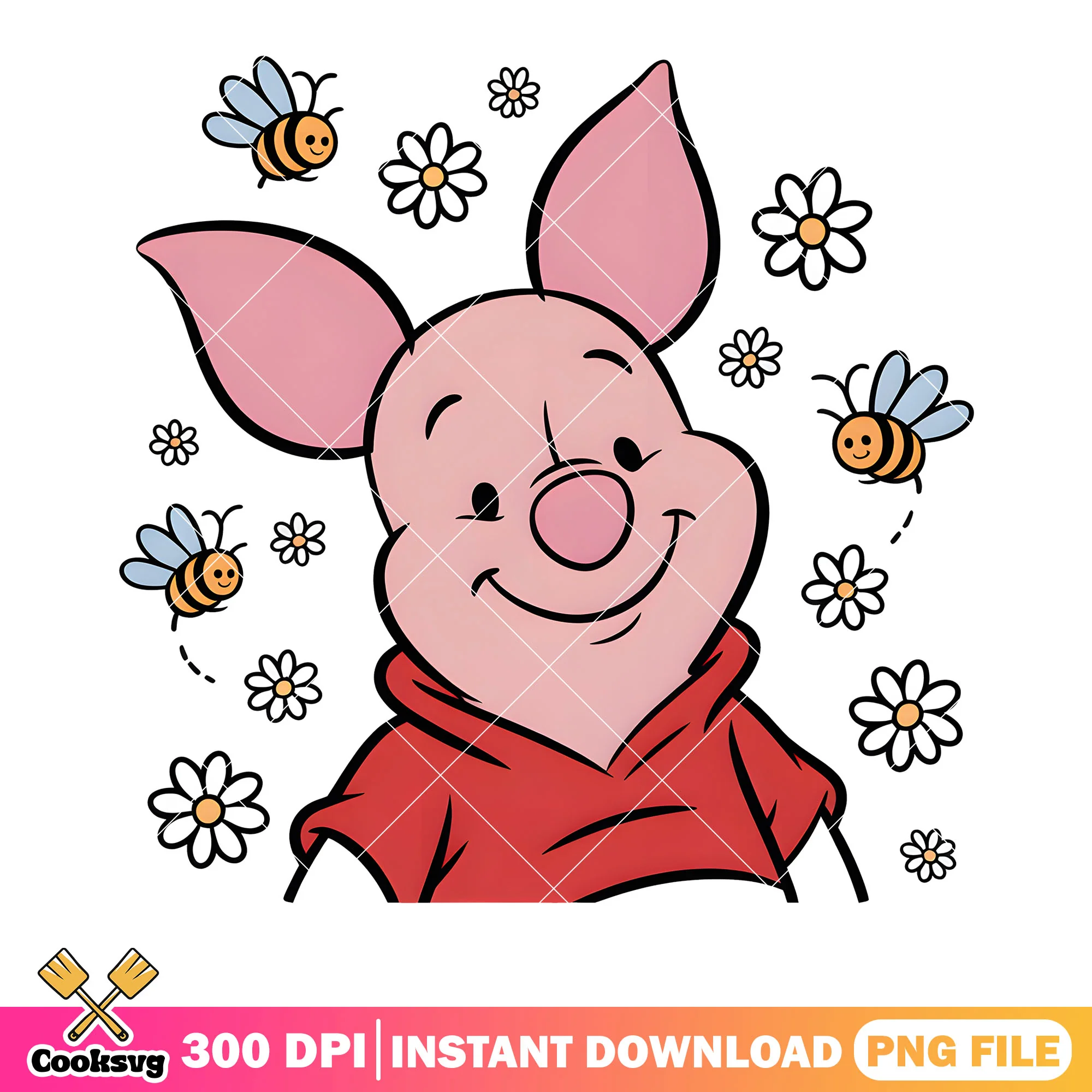 Piglet with pooh shirt png, disney piglet png, disney poster png