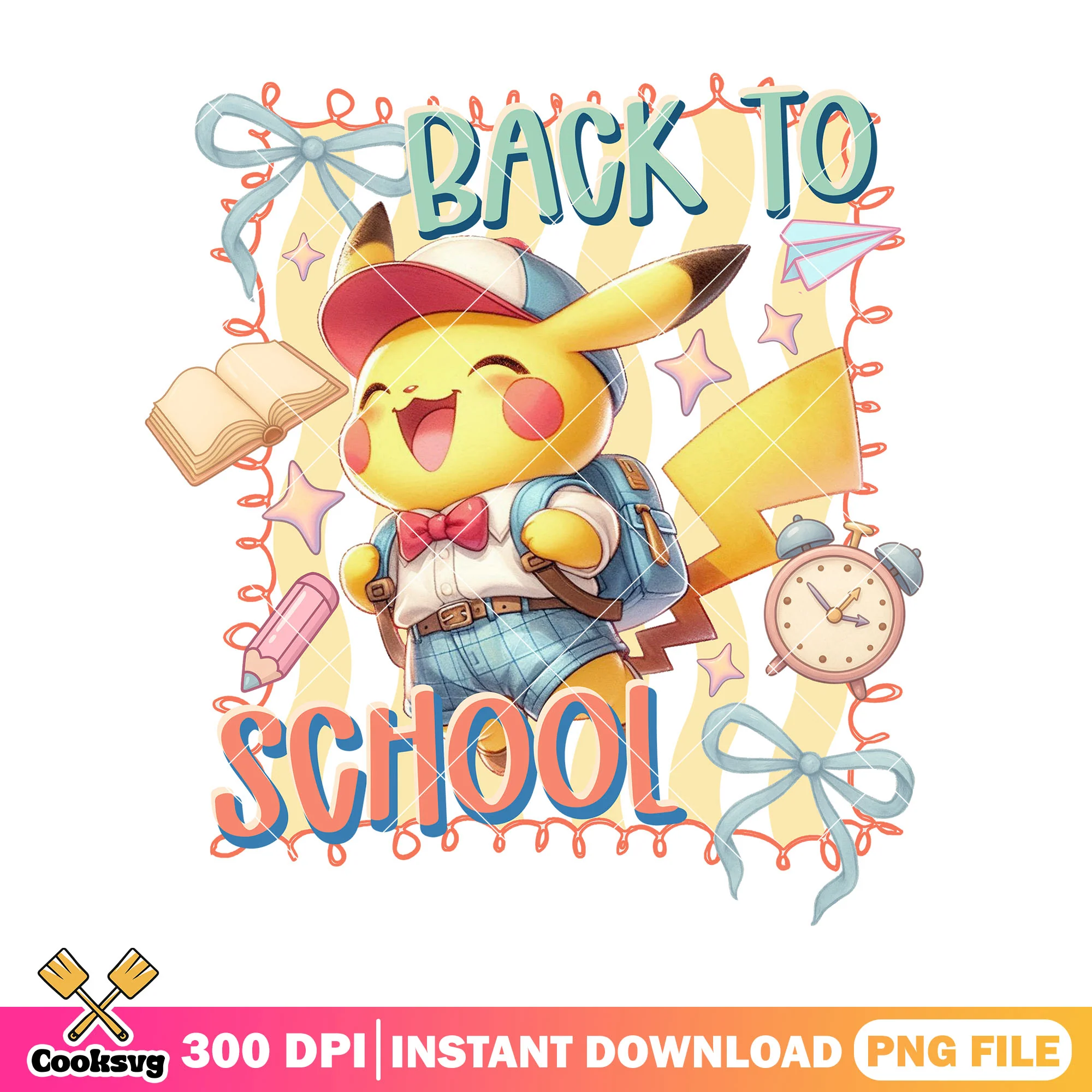Pikachu back school png, pokemon cartoon png, back to school day png