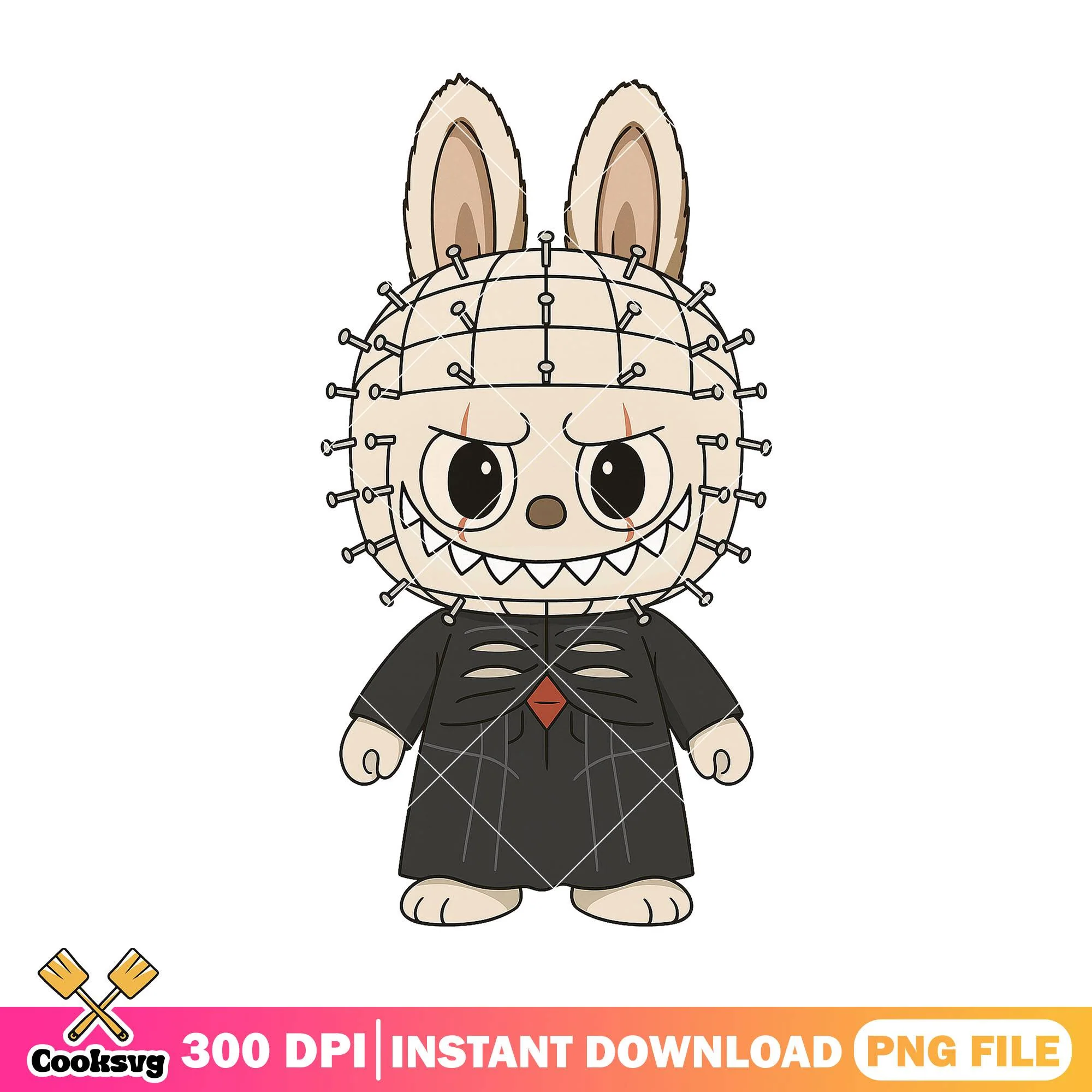 Pinhead costume labubu png, horror labubu png, halloween labubu png
