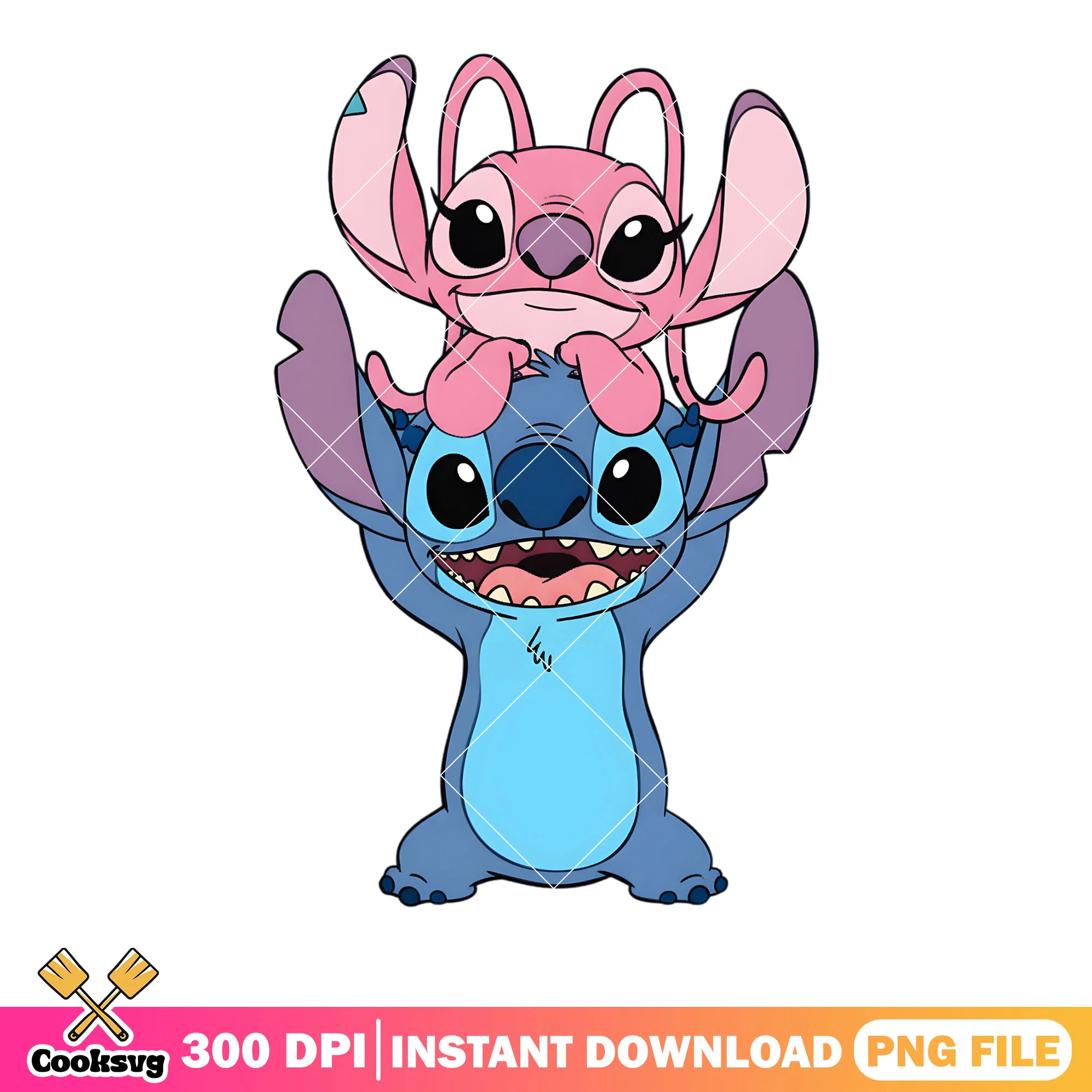 Pink blue alien disney valentine png, valentine day png, stitch png