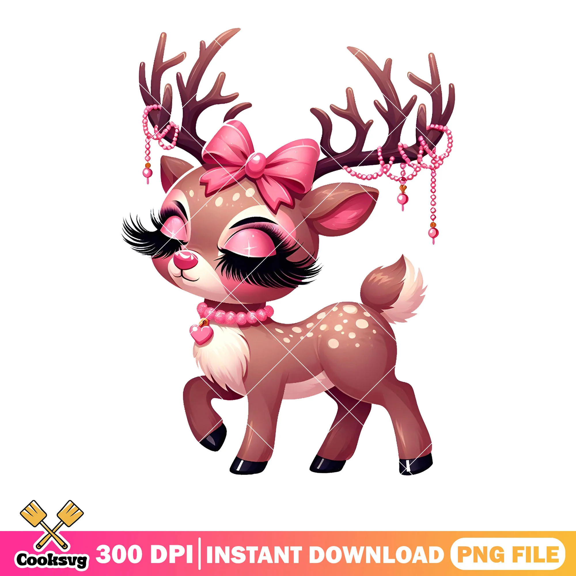 Pink bow deer valentines png, valentines poster png, valentines png
