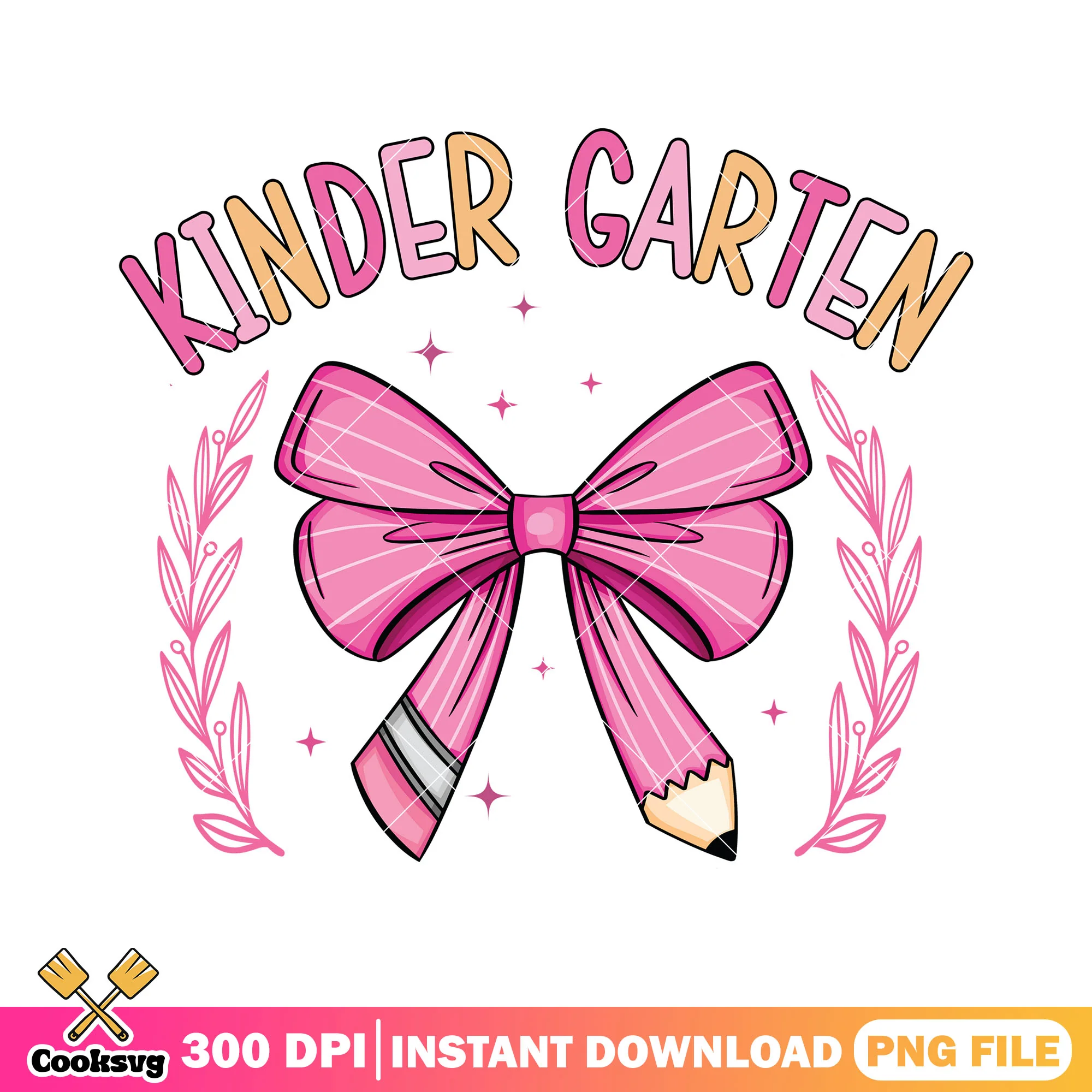 Pink bow with kindergarten png, school back png, back to school idea png