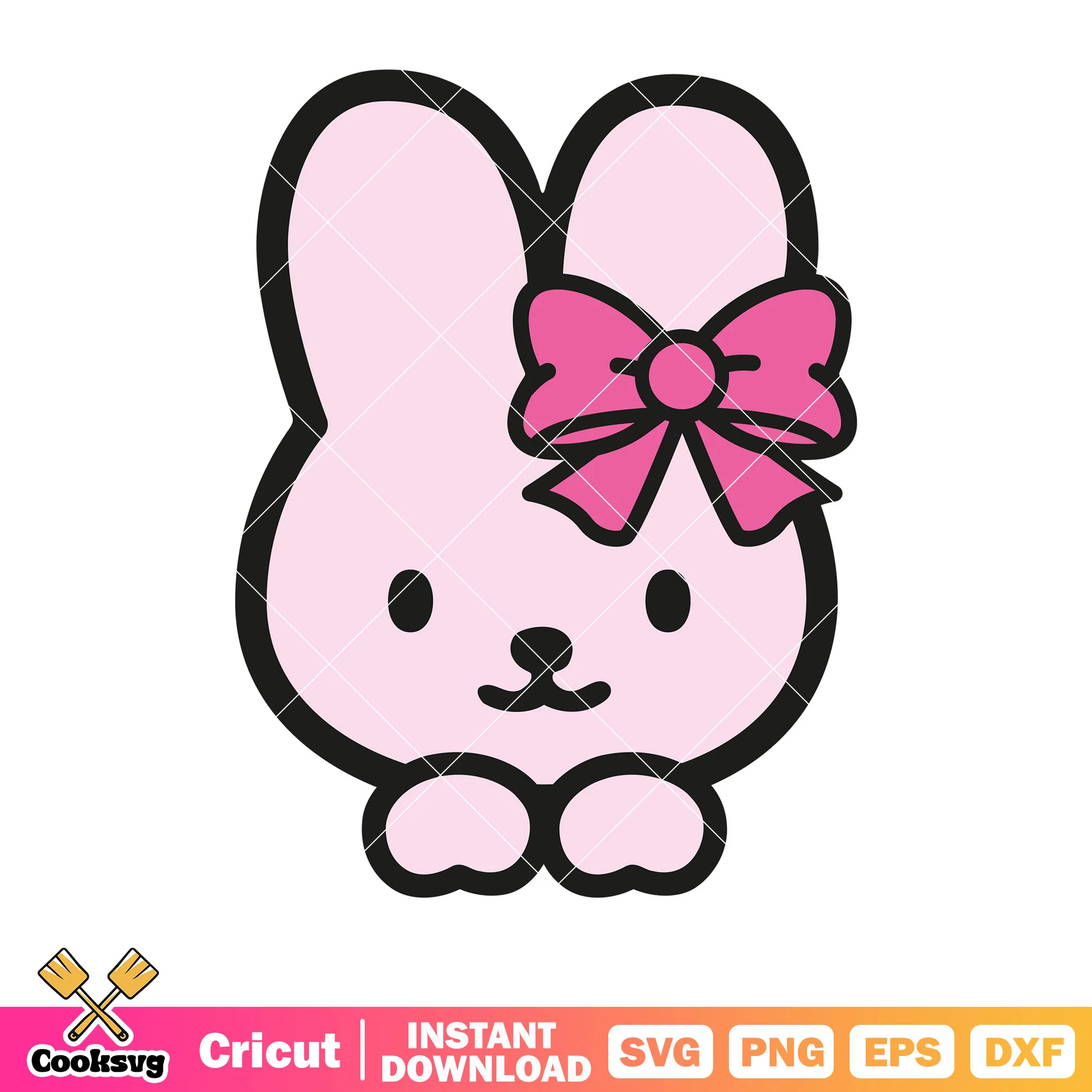 Pink bunny of hello kitty head svg design, hello kitty bunny friend svg