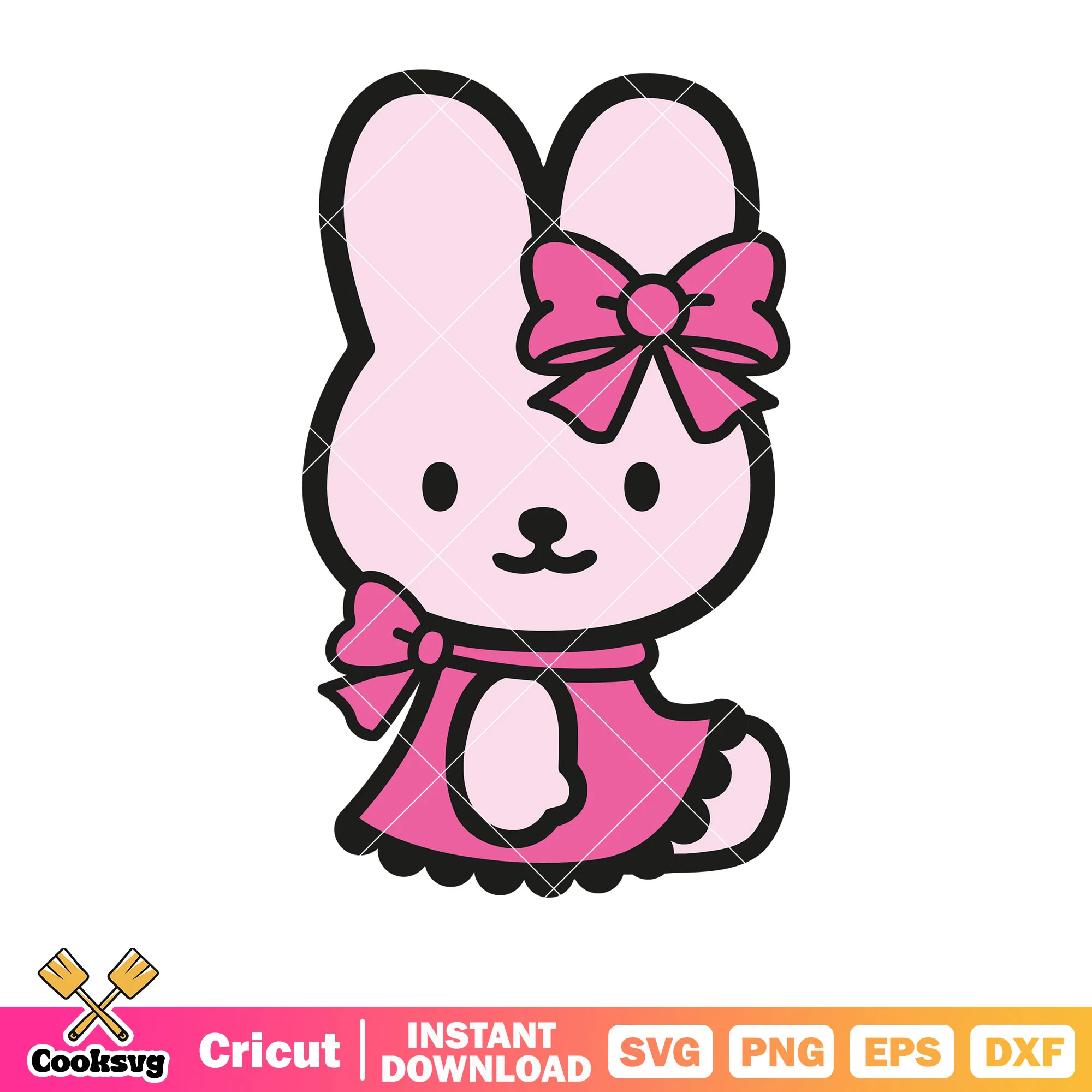 Pink bunny of hello kitty svg design, hello kitty bunny friend svg