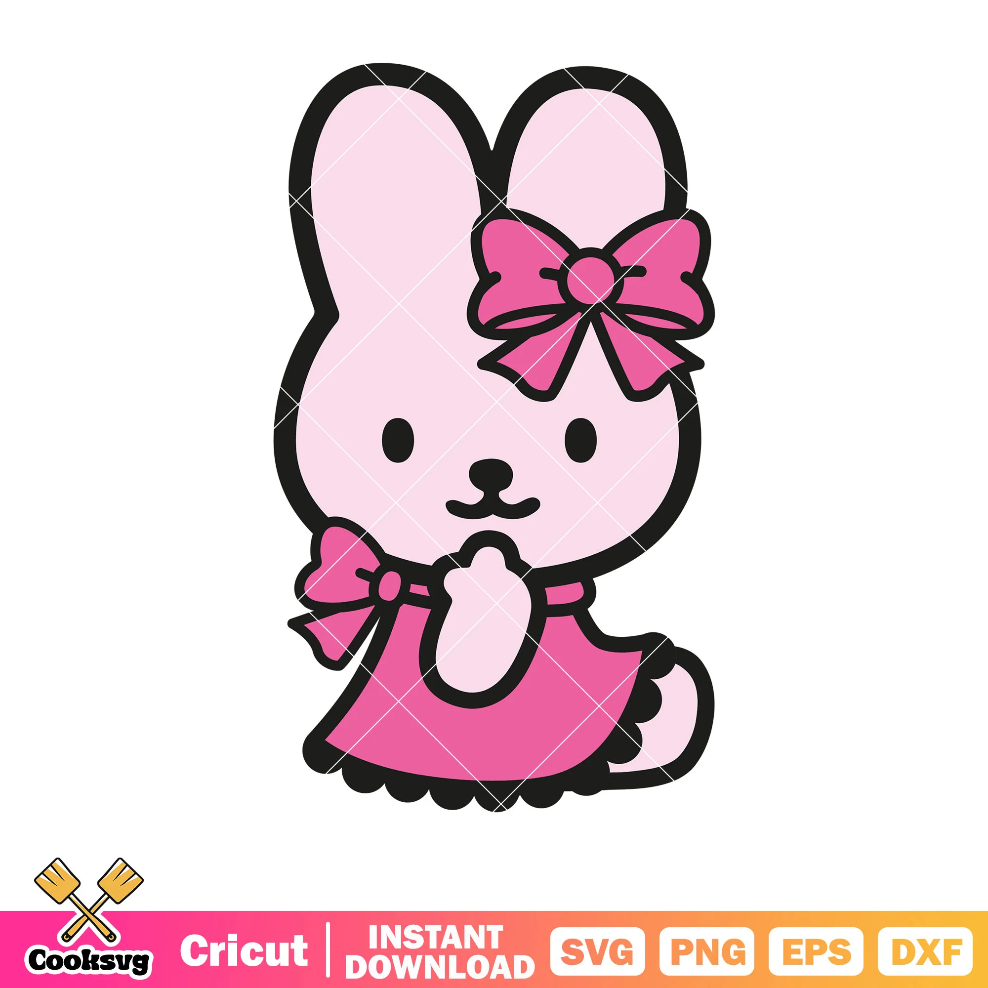 Pink bunny of hello kitty svg file, hello kitty bunny friend svg
