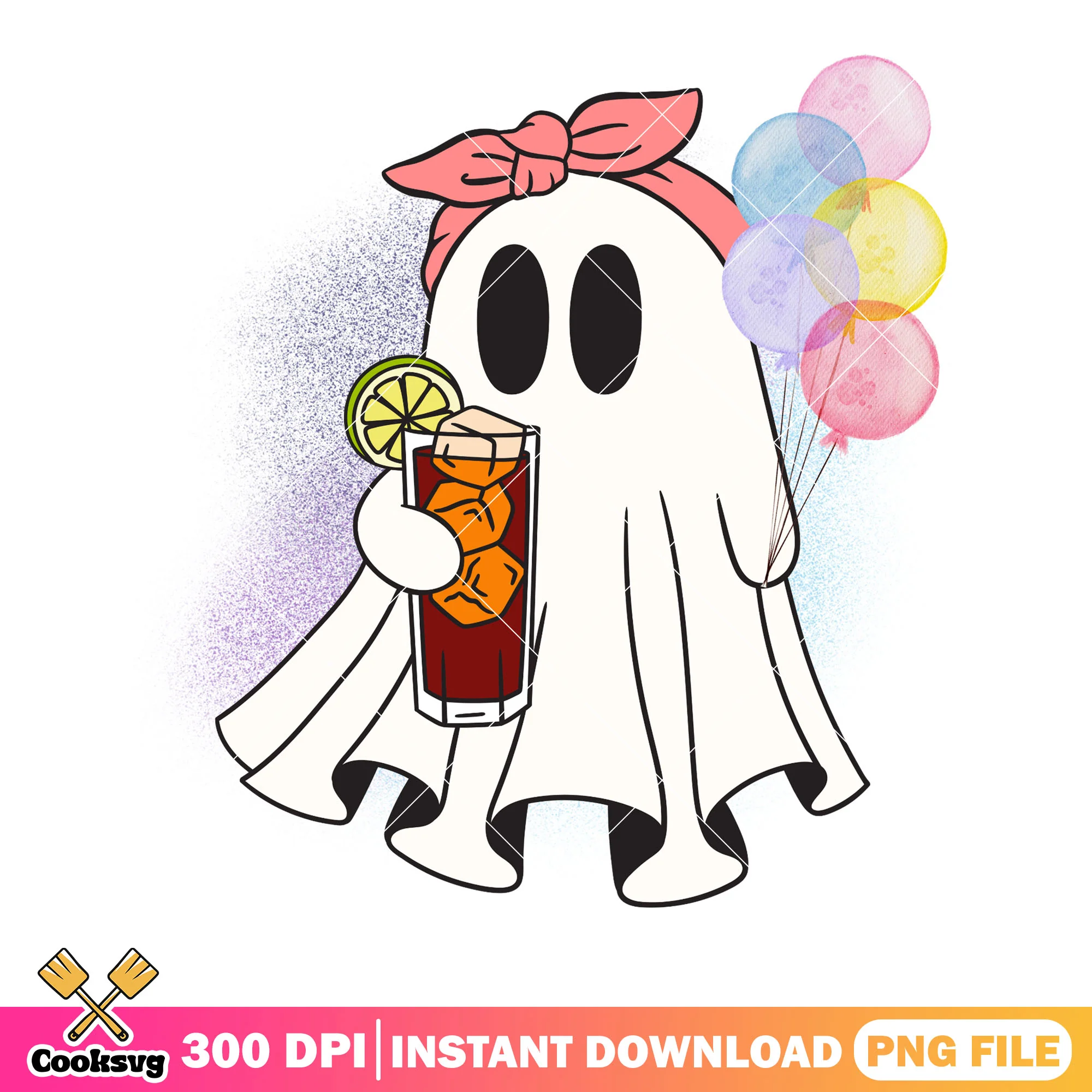 Pink headscarves coke png, coulorfull balloon png, halloween scary png
