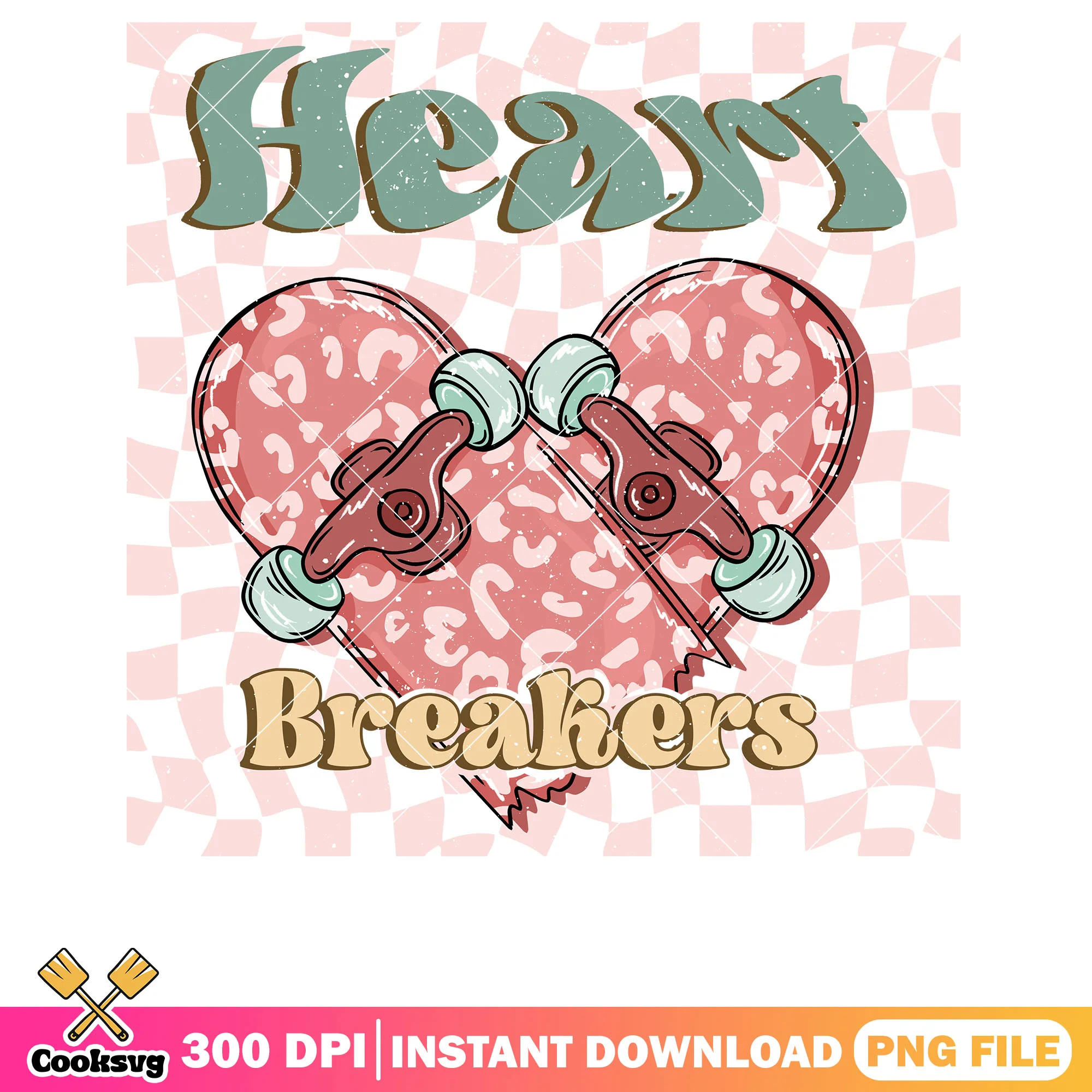 Pink heart breaker retro valentine png, heart breaker png