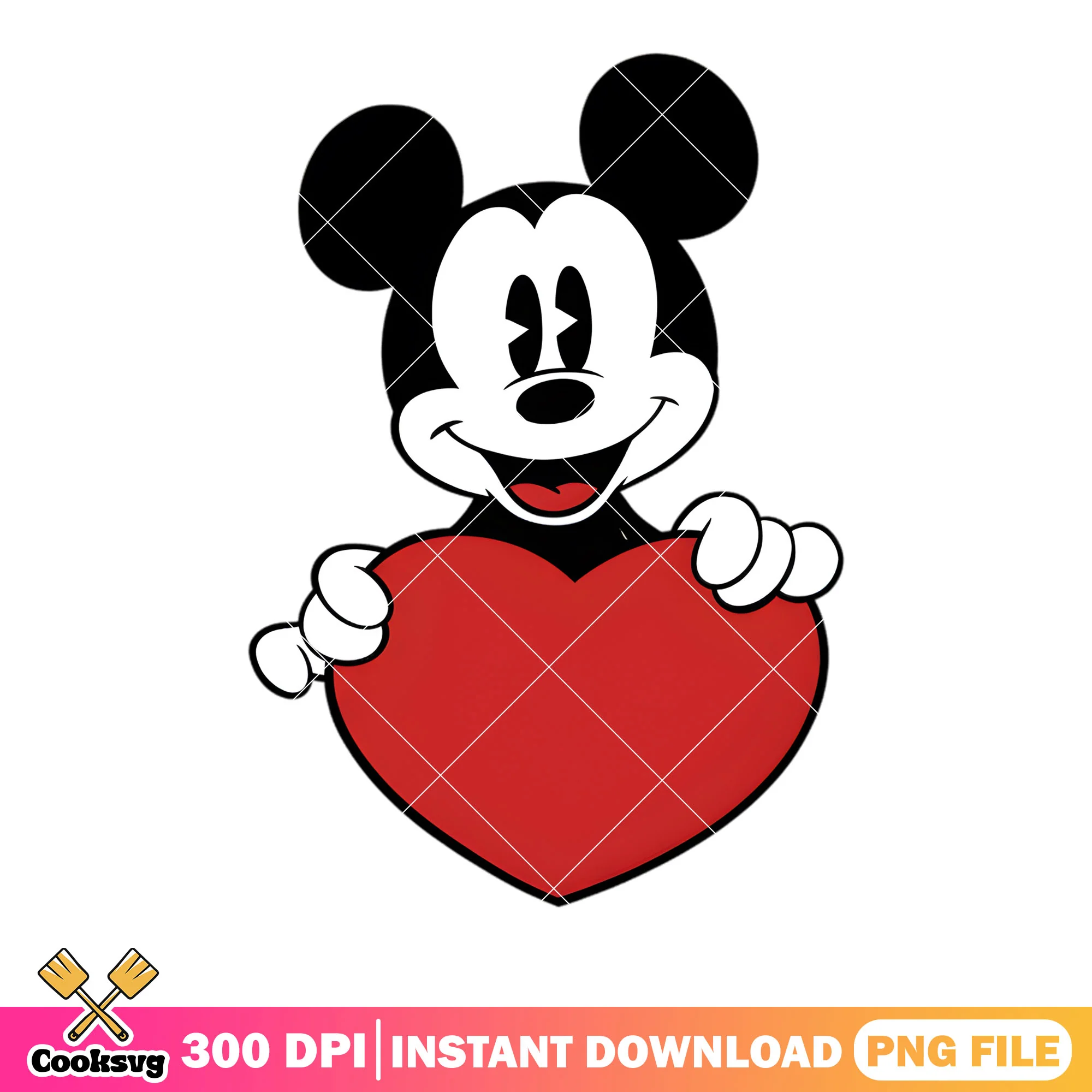 Pink heart mickey valentine png, valentine day png, mickey mouse png