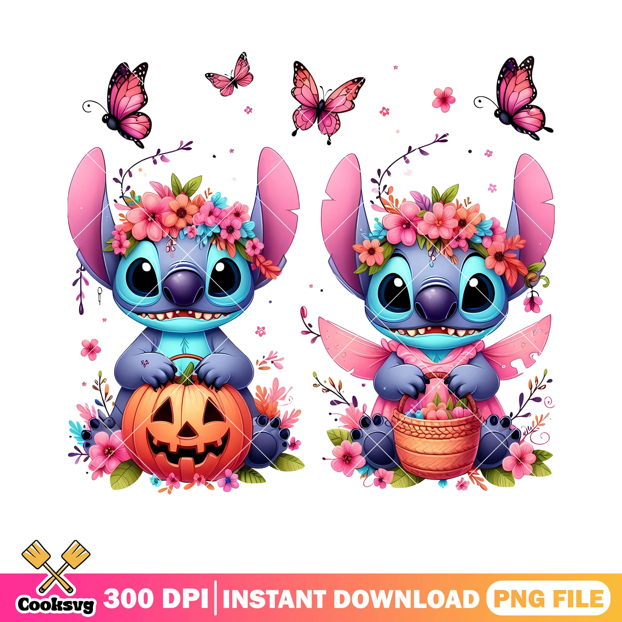 Pink jack o lantern png, disney halloween png, pink butterfly png