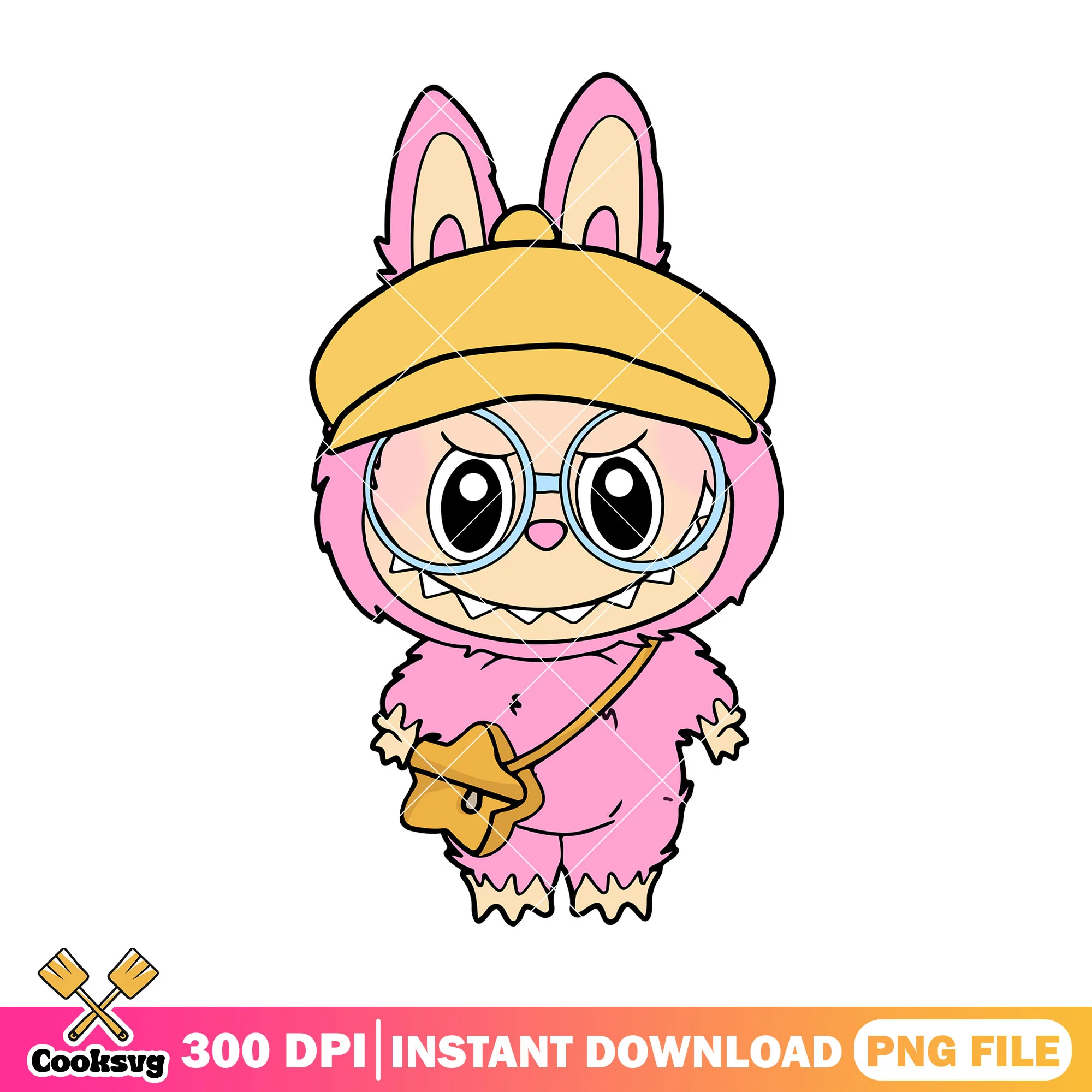 Pink labubu cute png, monster labubu png, labubu plush png
