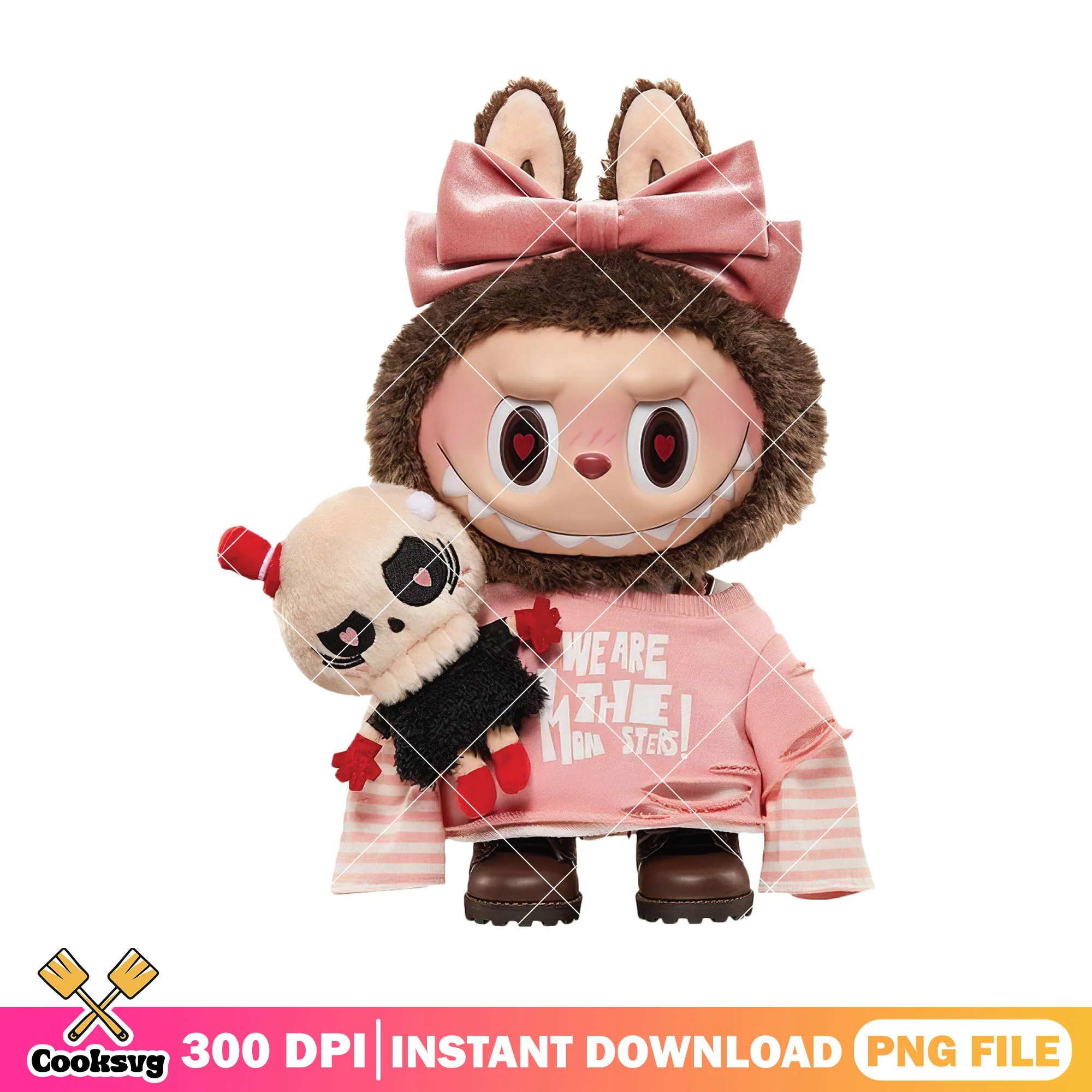 Pink labubu we are monster png, popmart labubu png, labubu near me png