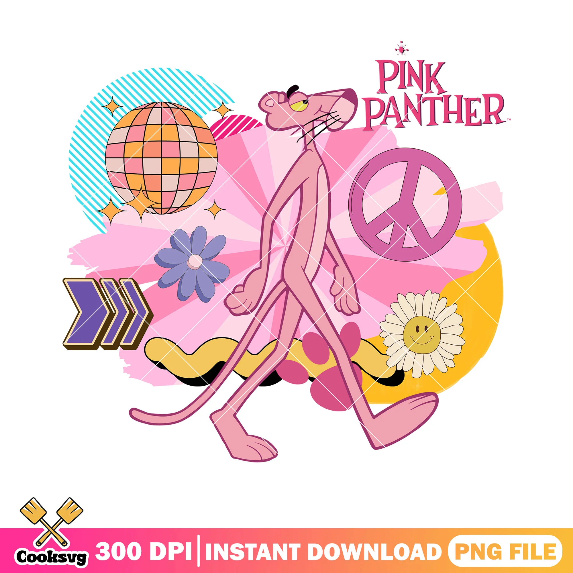 Pink Panther walking with peace sign png, pink panther cartoon png
