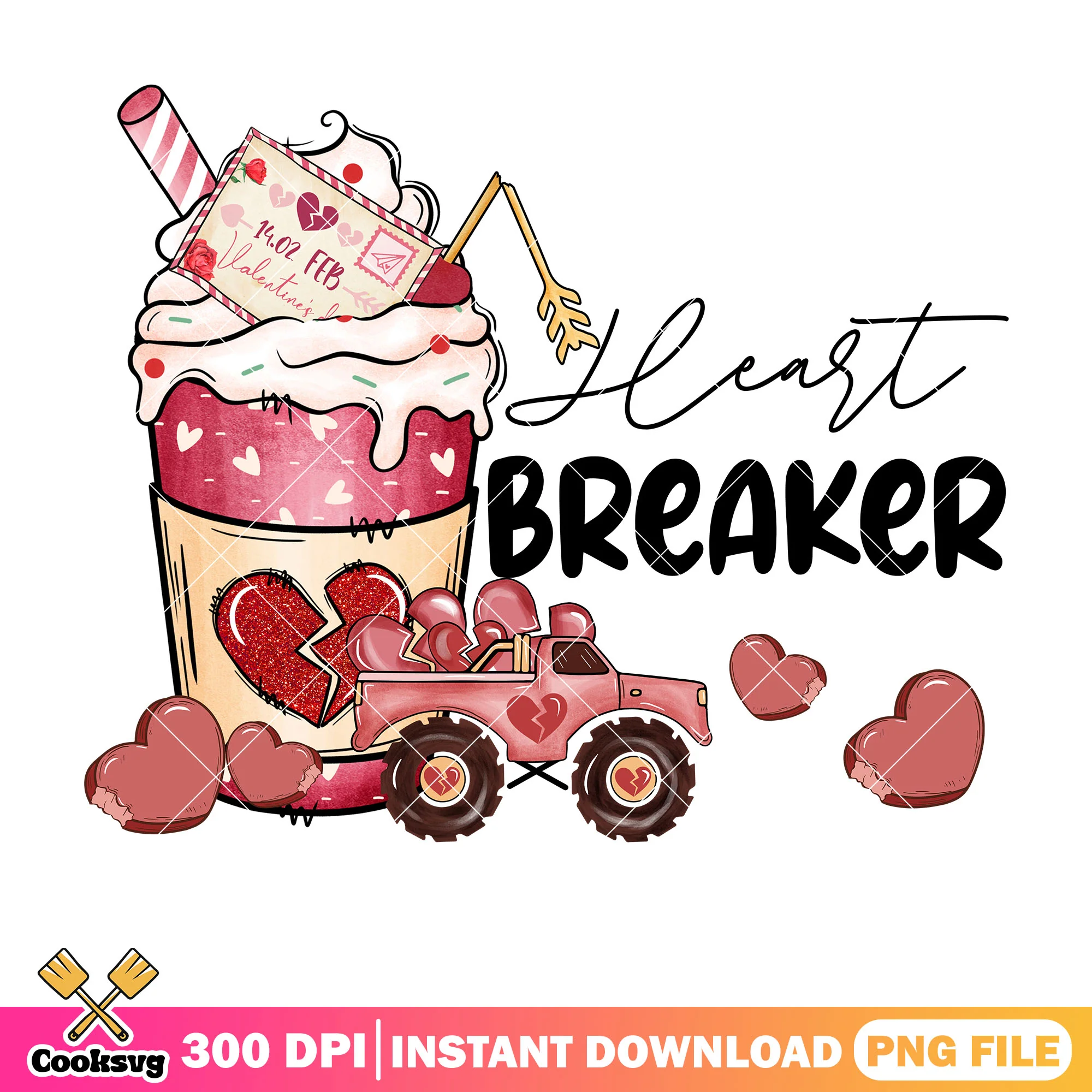 Pink valentine heart breaker png, heart breaker png, pink valentine png