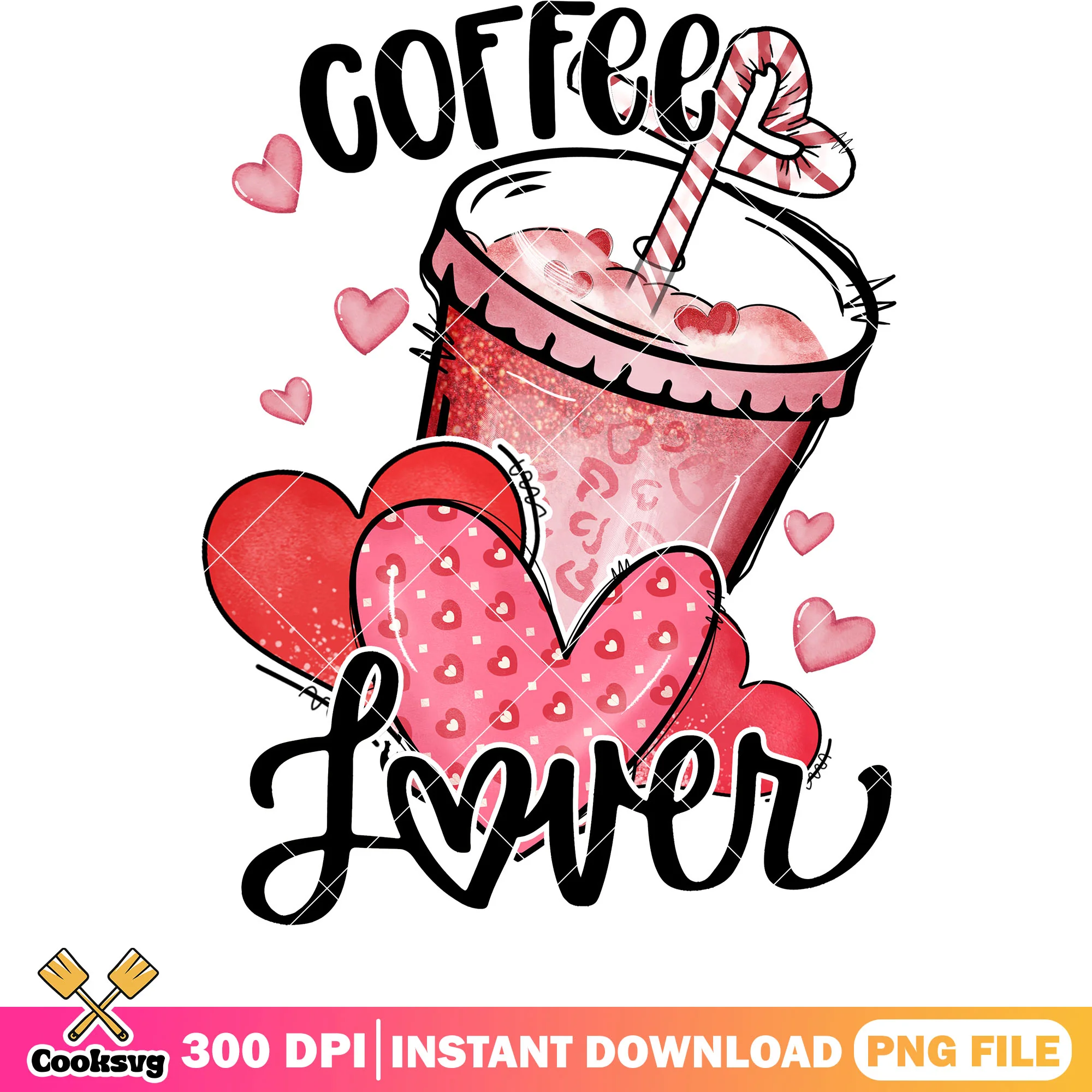 Pink valentine vibes coffee lover png, pink valentine png
