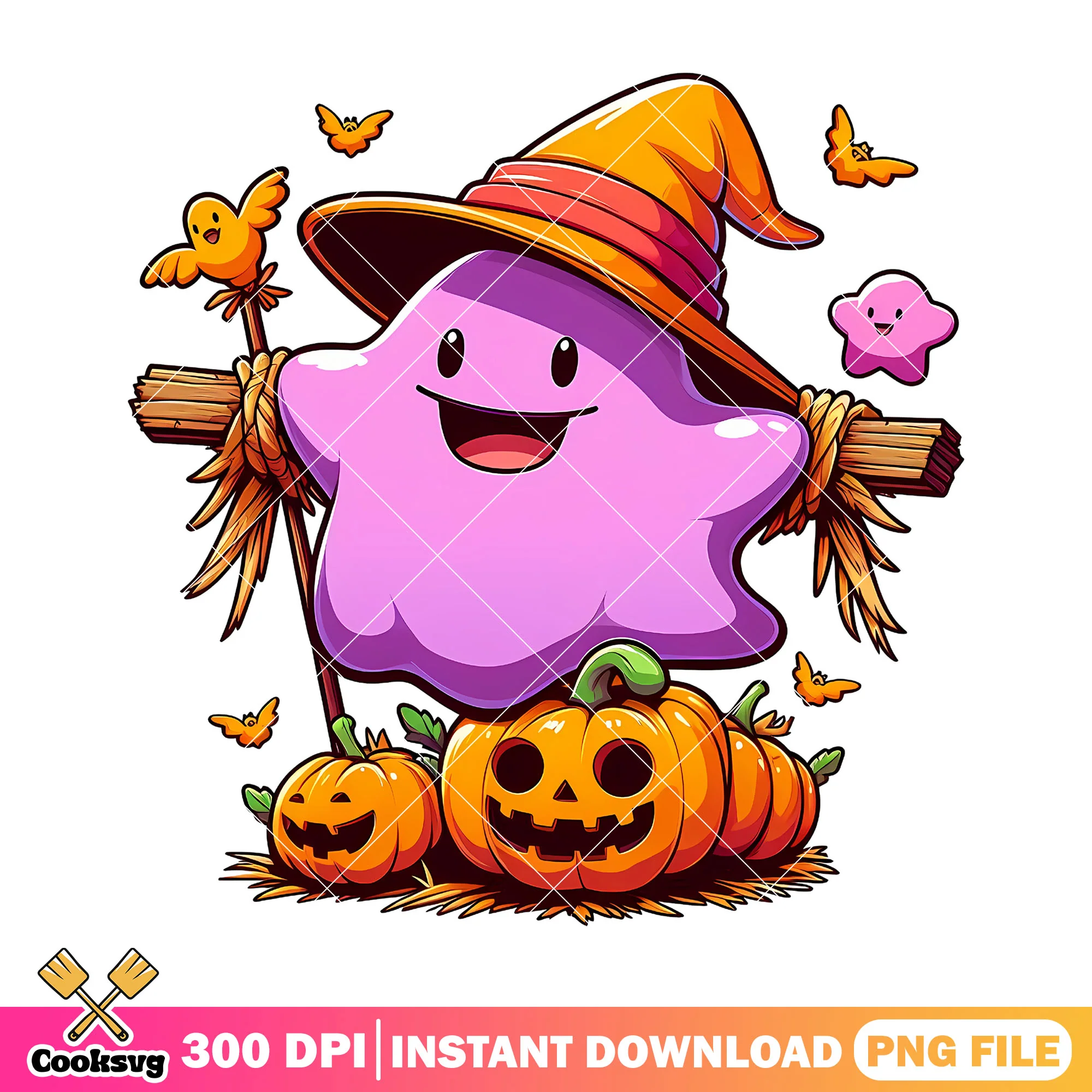 Pink witch with pumpkins png, pokemon movie png, halloween png