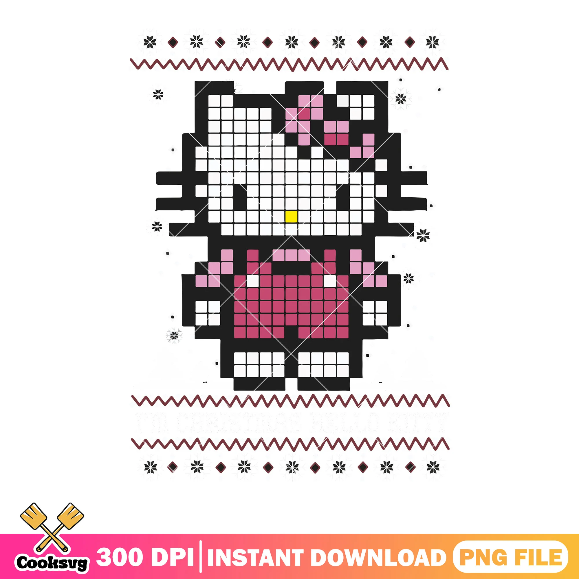Pixel christmas hello kitty png, hello kitty png, christmas vibes png