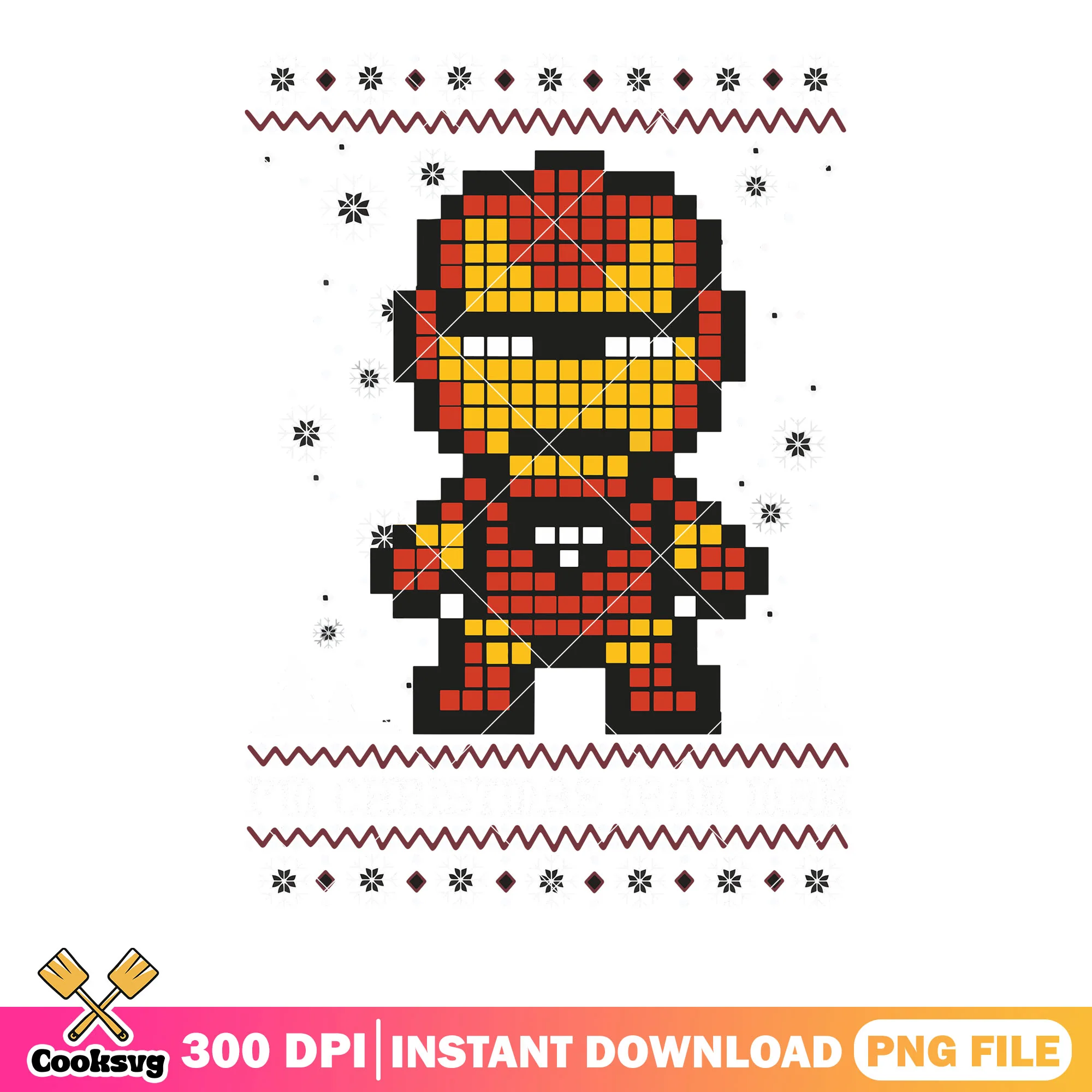 Pixel christmas iron man png, iron man png, christmas vibes png