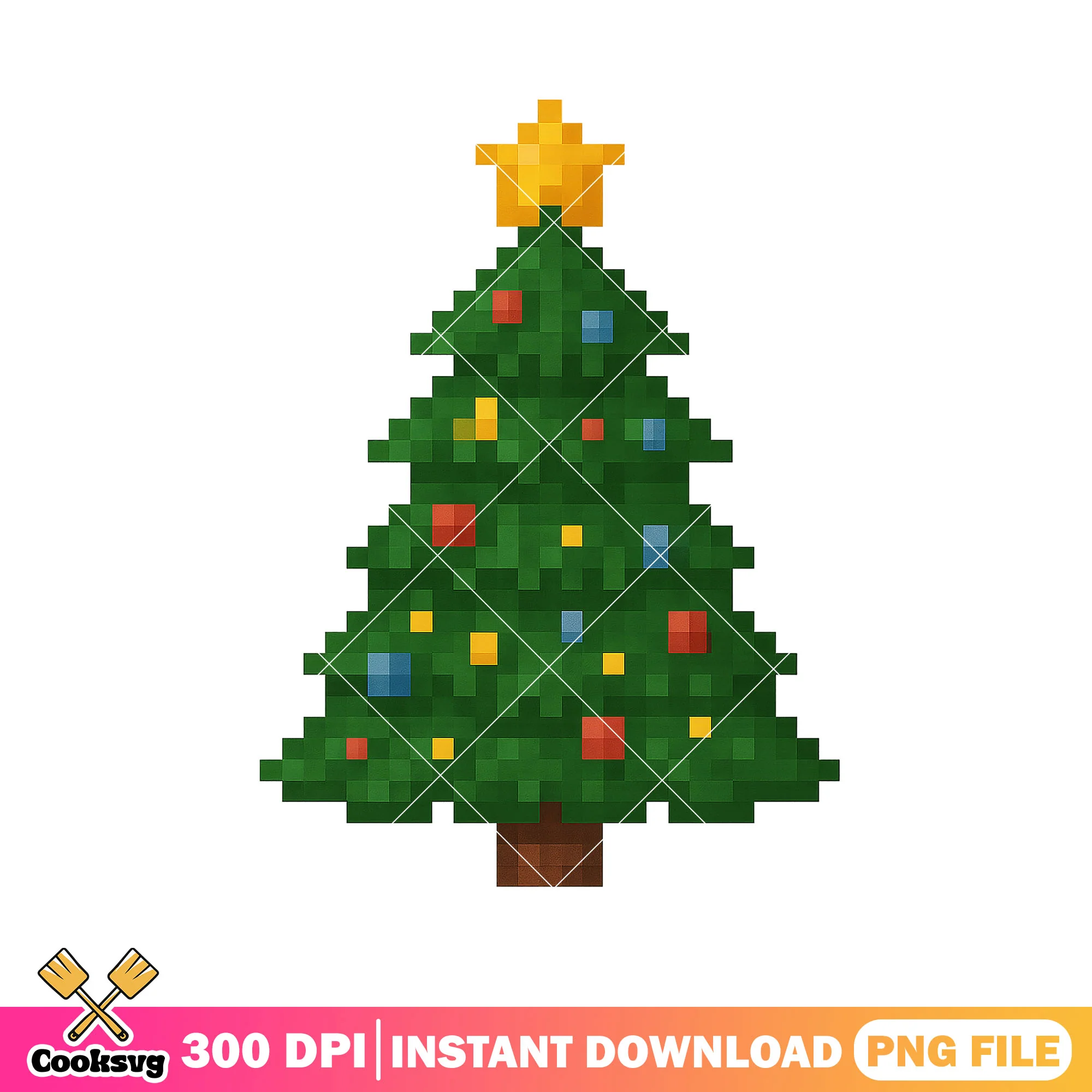 Pixel christmas tree png, christmas decor png, merry christmas png