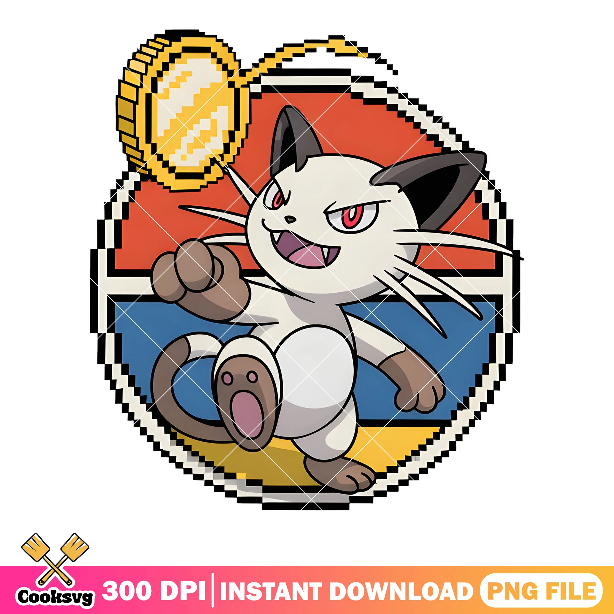 Pixel pokeball meowth png, pokemon meowth png, pokemon poster png