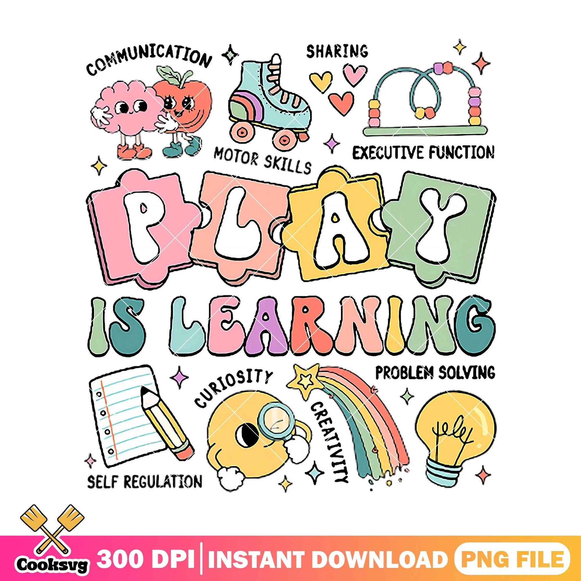 Play is learning png, supplies cute png, happy back to school png
