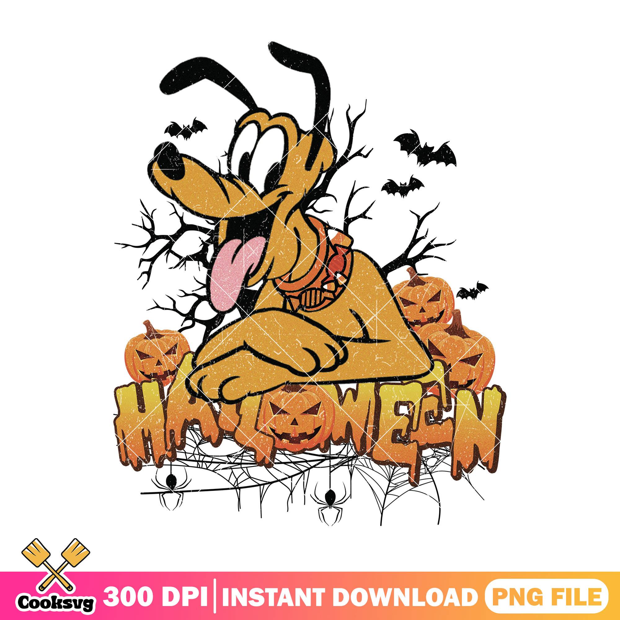 Pluto dog in halloween png, halloween spirit png, cute pluto png