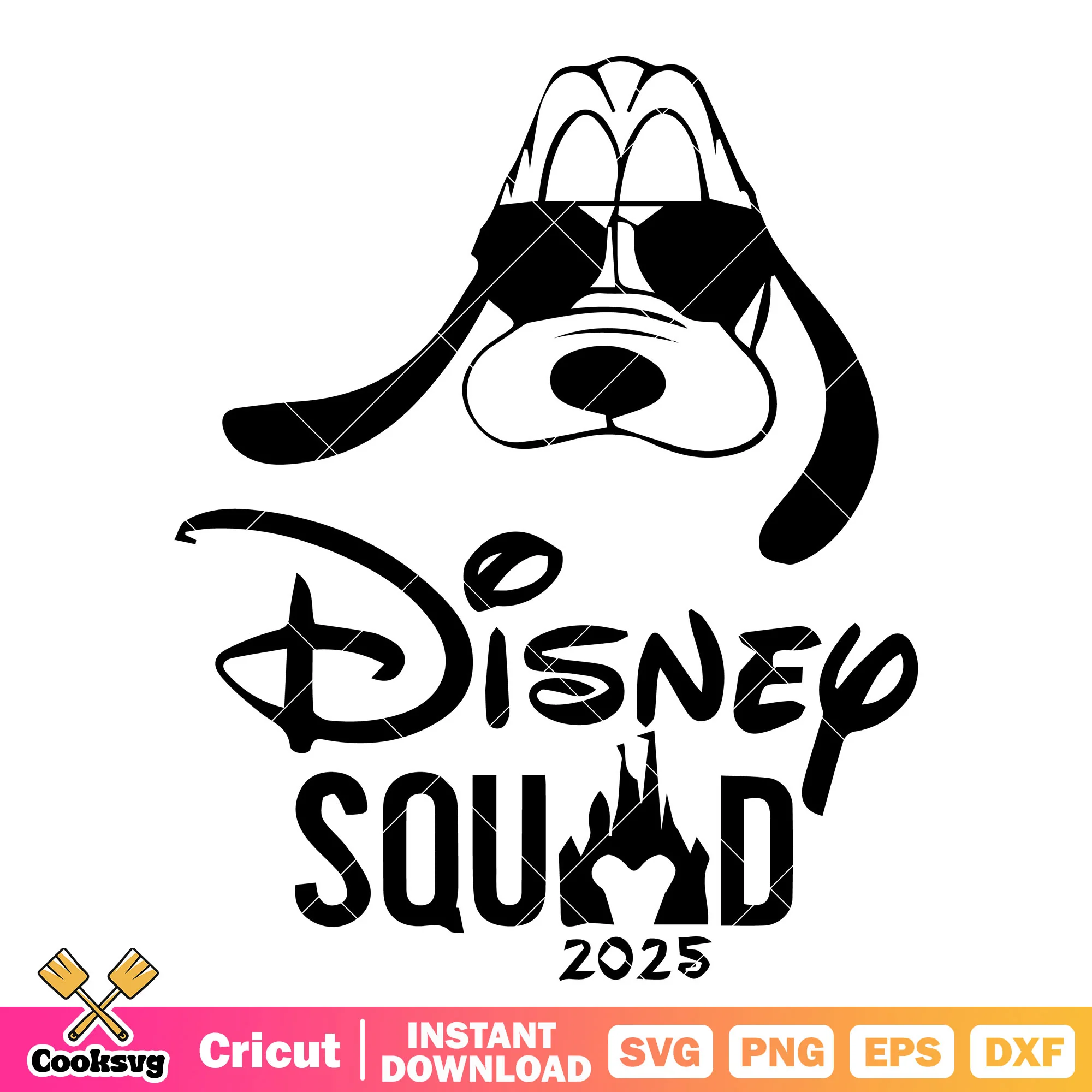 Pluto head disney squad 2025 svg file, disney squad svg, mickey disney svg