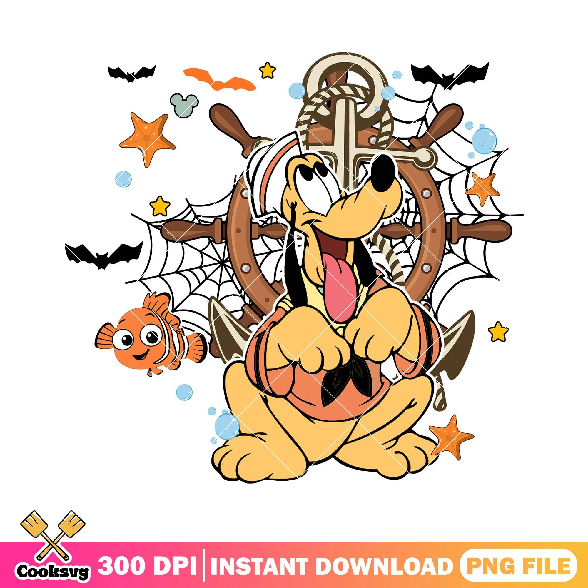 Pluto on the high seas png, halloween cartoon png, pluto disney png