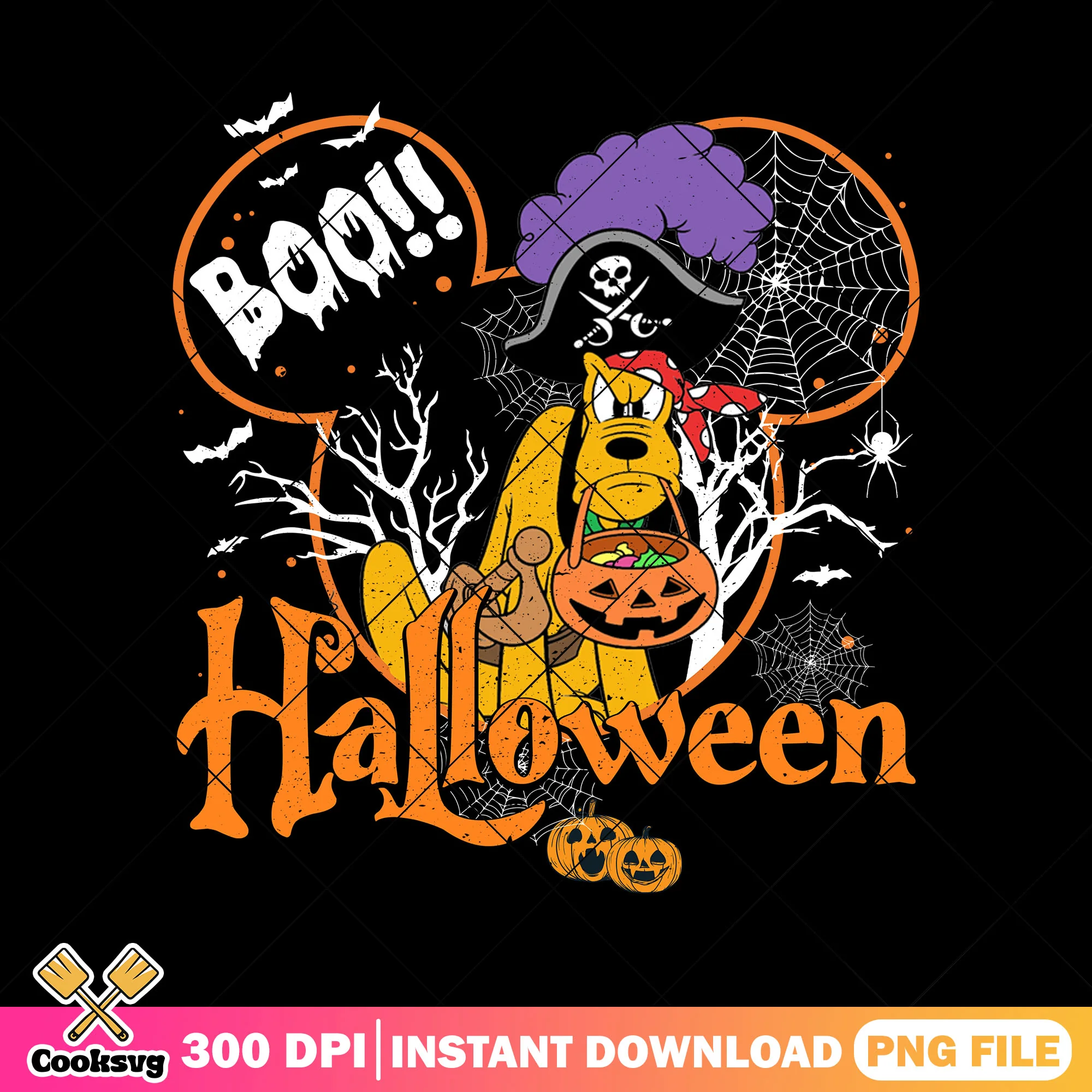 Pluto pumpkin scene png, pluto mickey mouse png, horror disney png