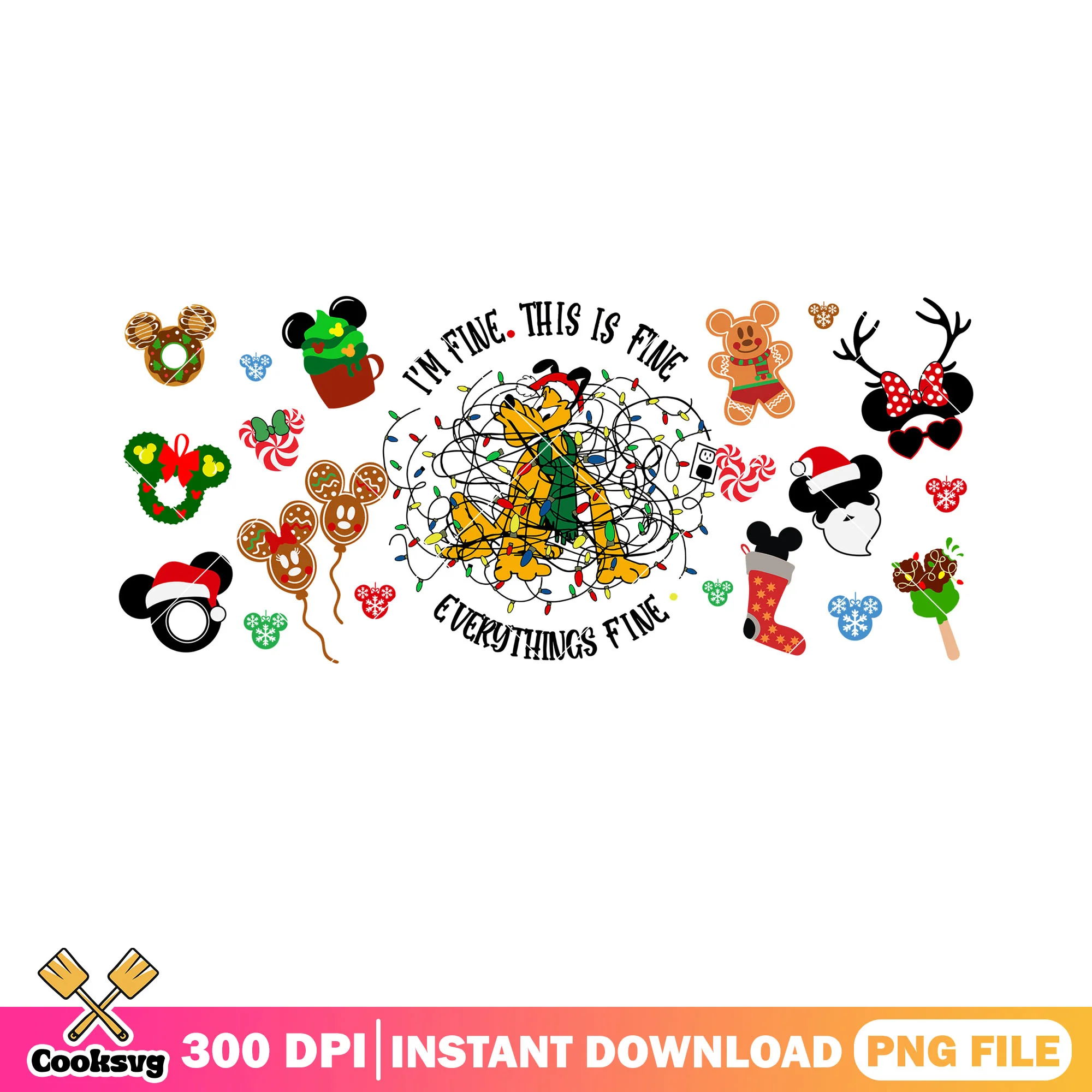 Pluto stuck in christmas lights png, pluto png, christmas sock png