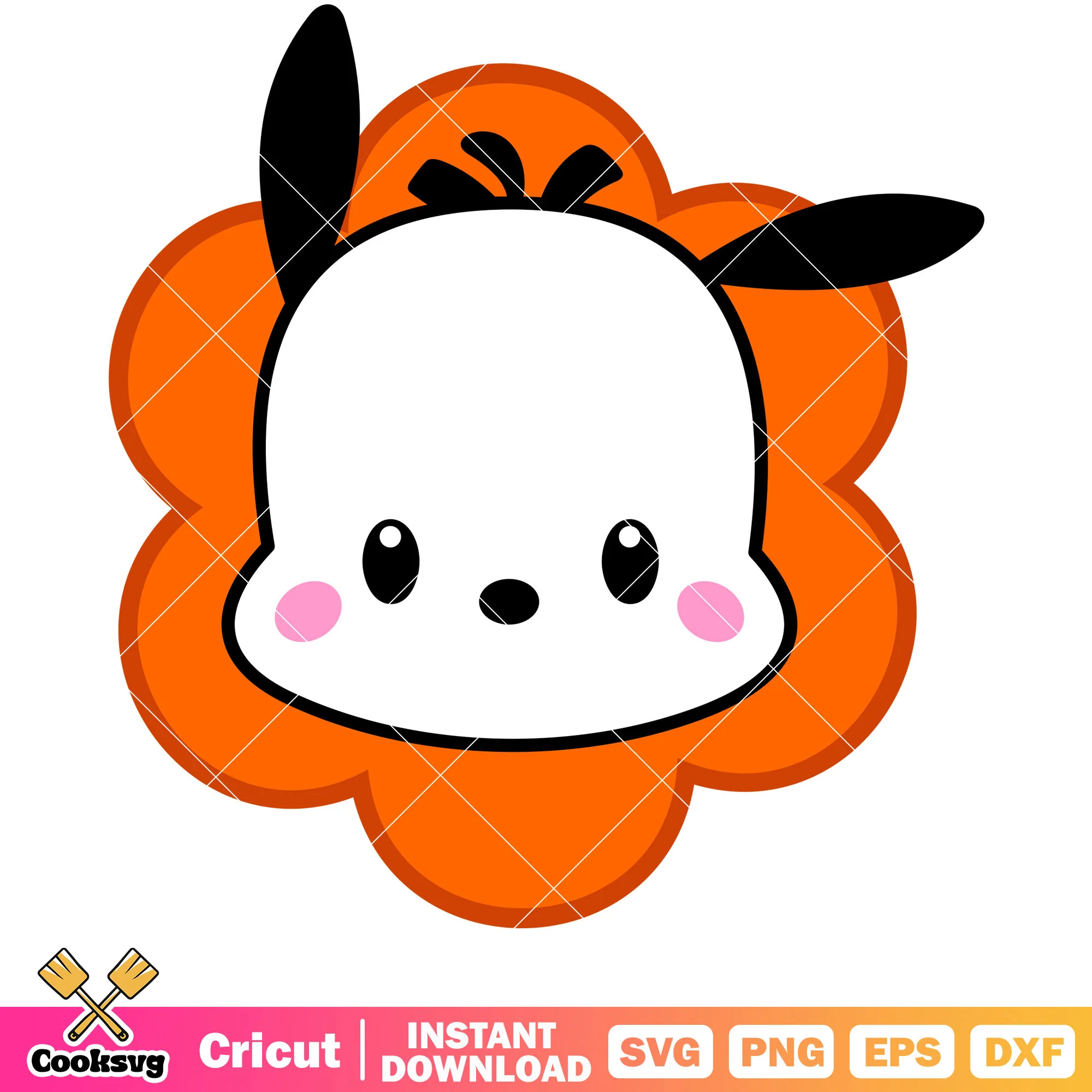 Pochacco face flower svg, pochacco cartoon svg, sanrio svg