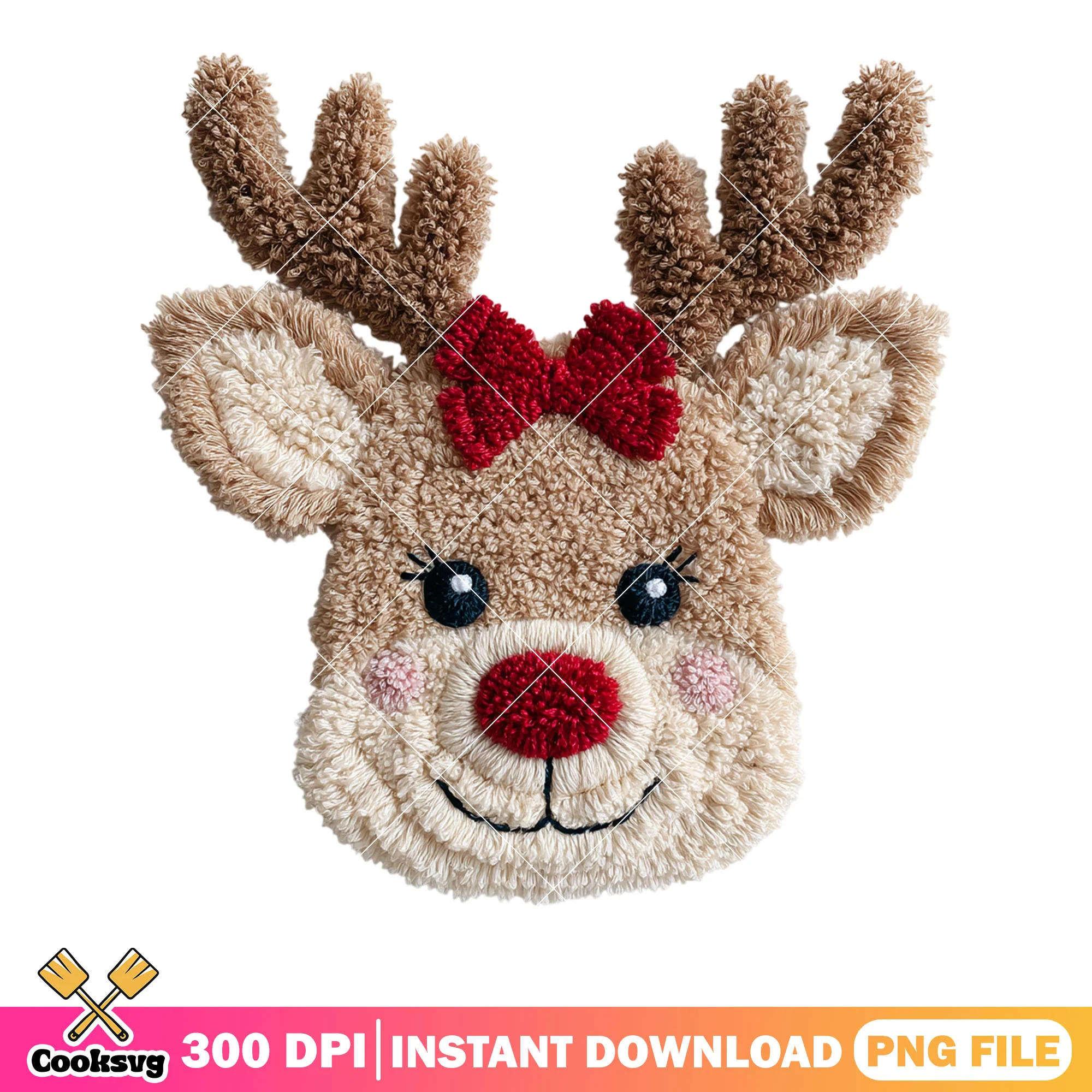 Pom pom reindeer png, christmas png, rudolph christmas decor png