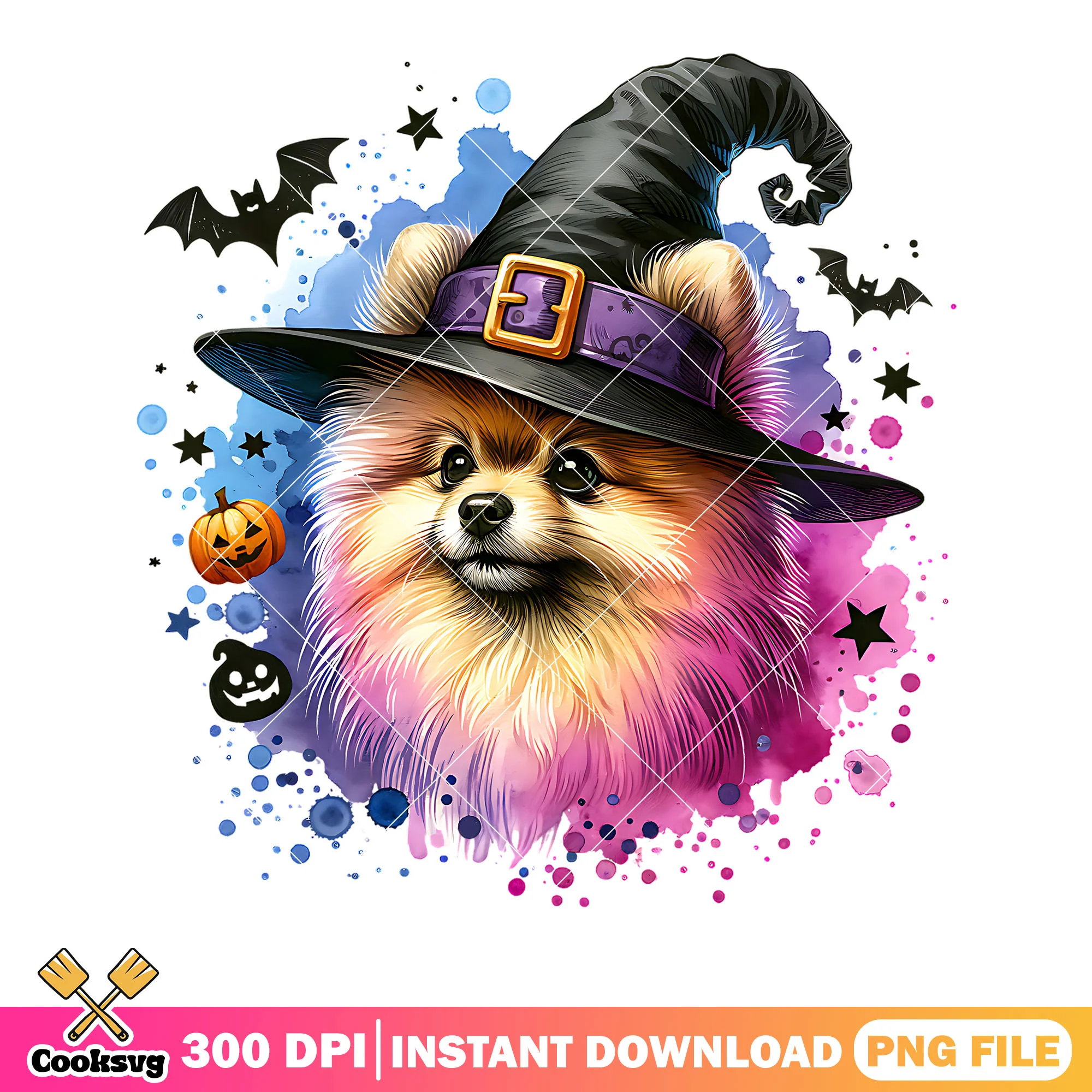 Pomeranian scary bats png, witches hat png, halloween scary png