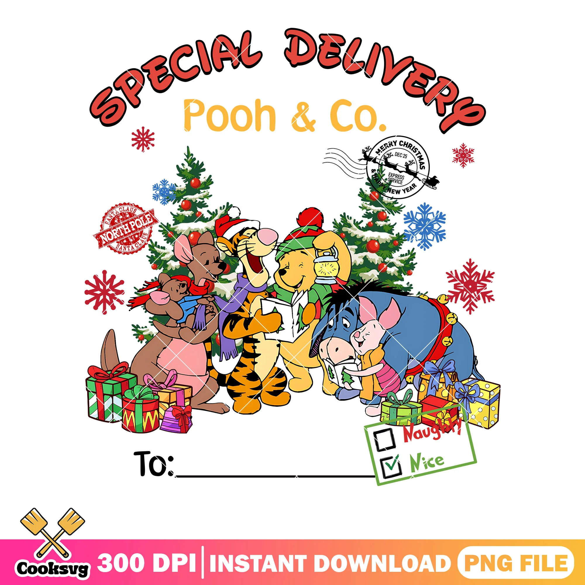 Pooh and co special png, winnie the pooh png, christmas vibes png