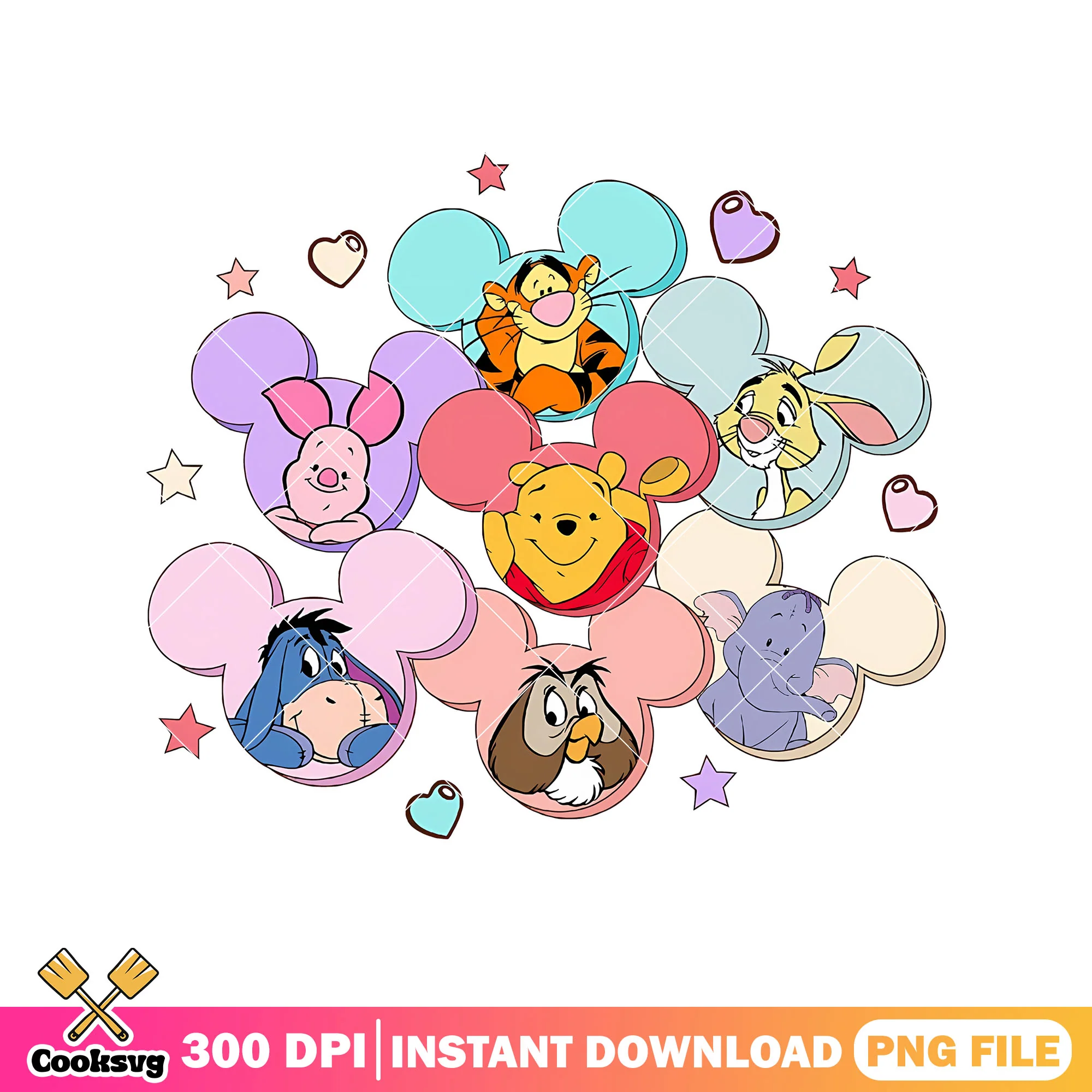 Pooh and friends in valentine png, pooh valentine png, disney valentine png
