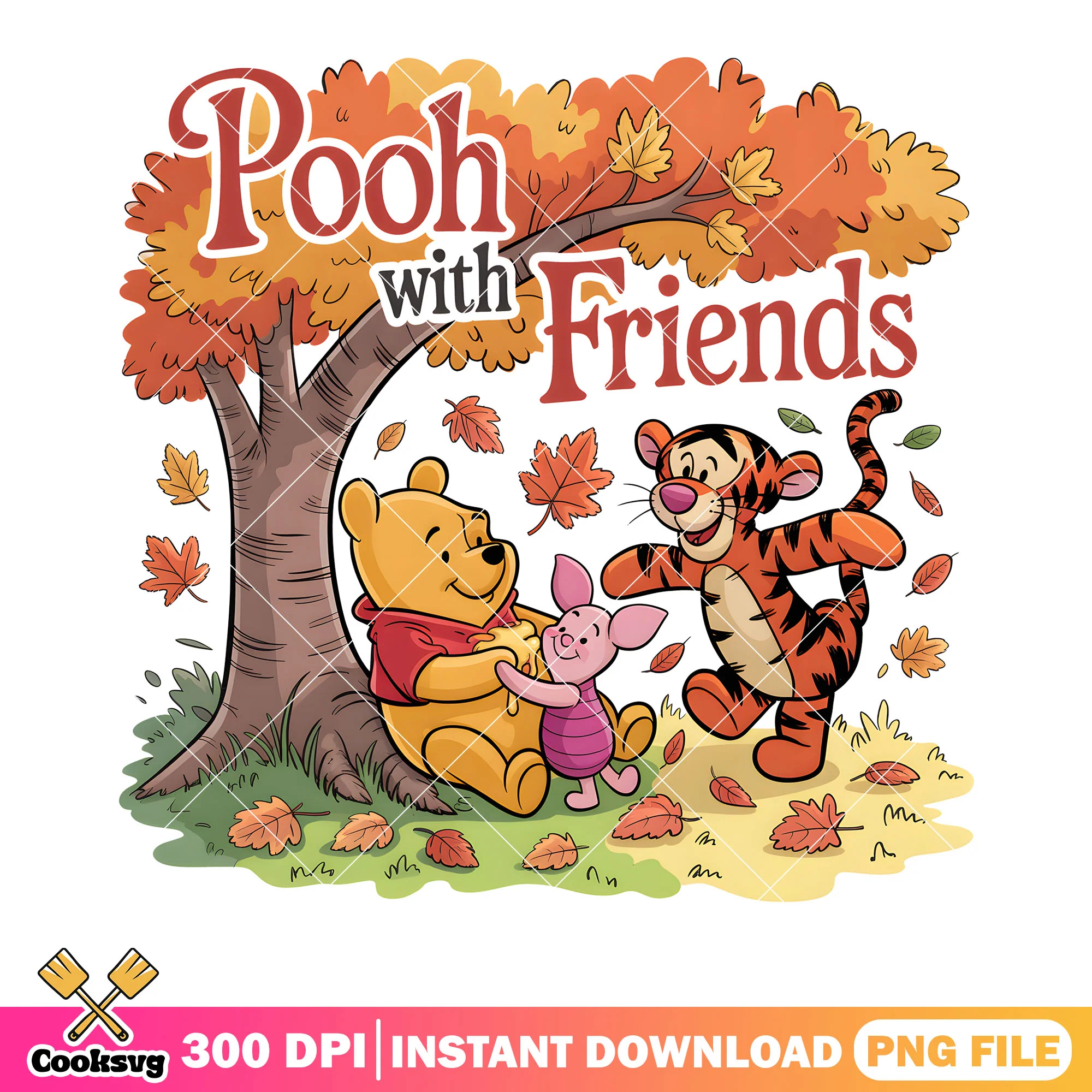 Pooh autumn with friends png, winnie the pooh png, pooh friends png