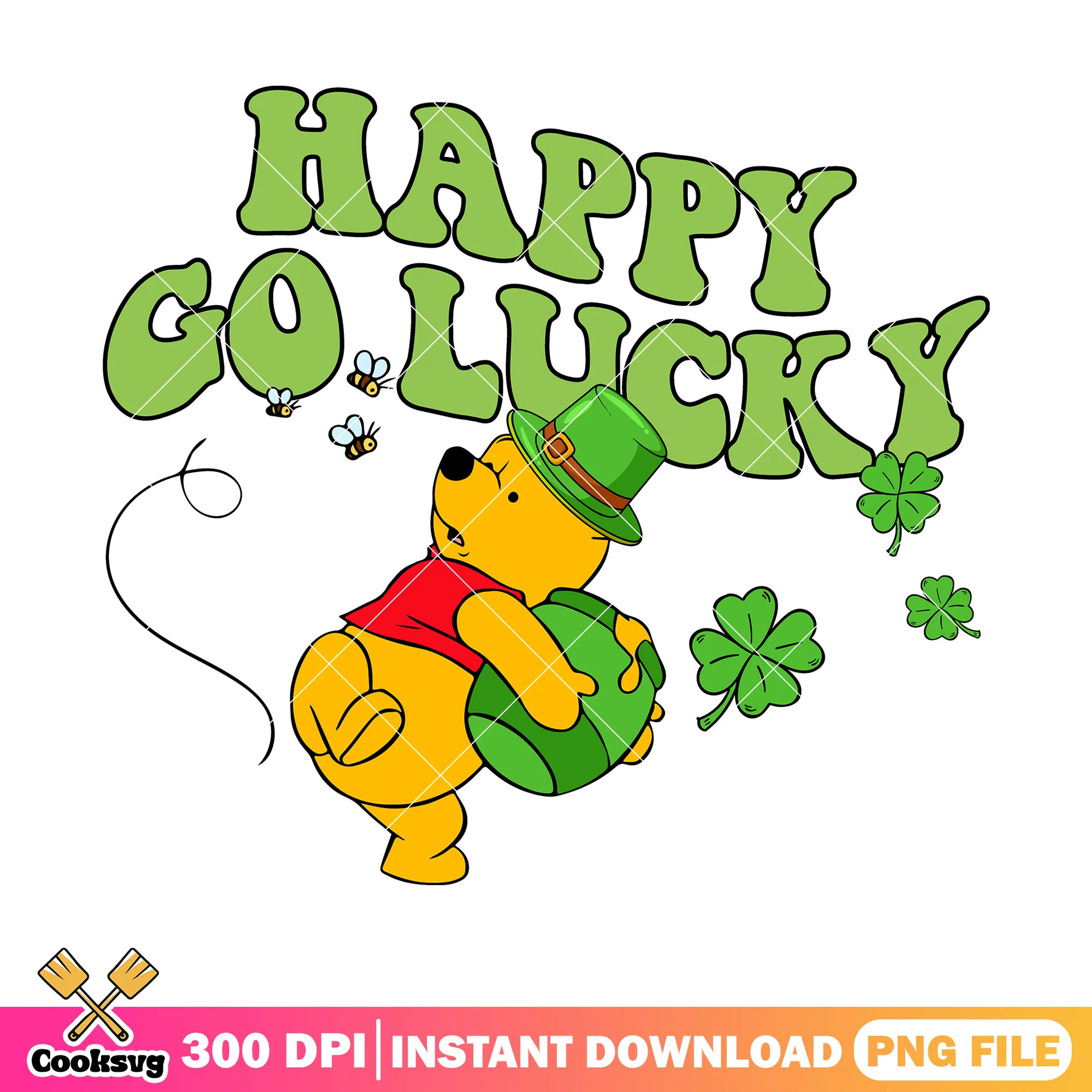 Pooh bear happy go lucky png file, how lucky i am pooh png