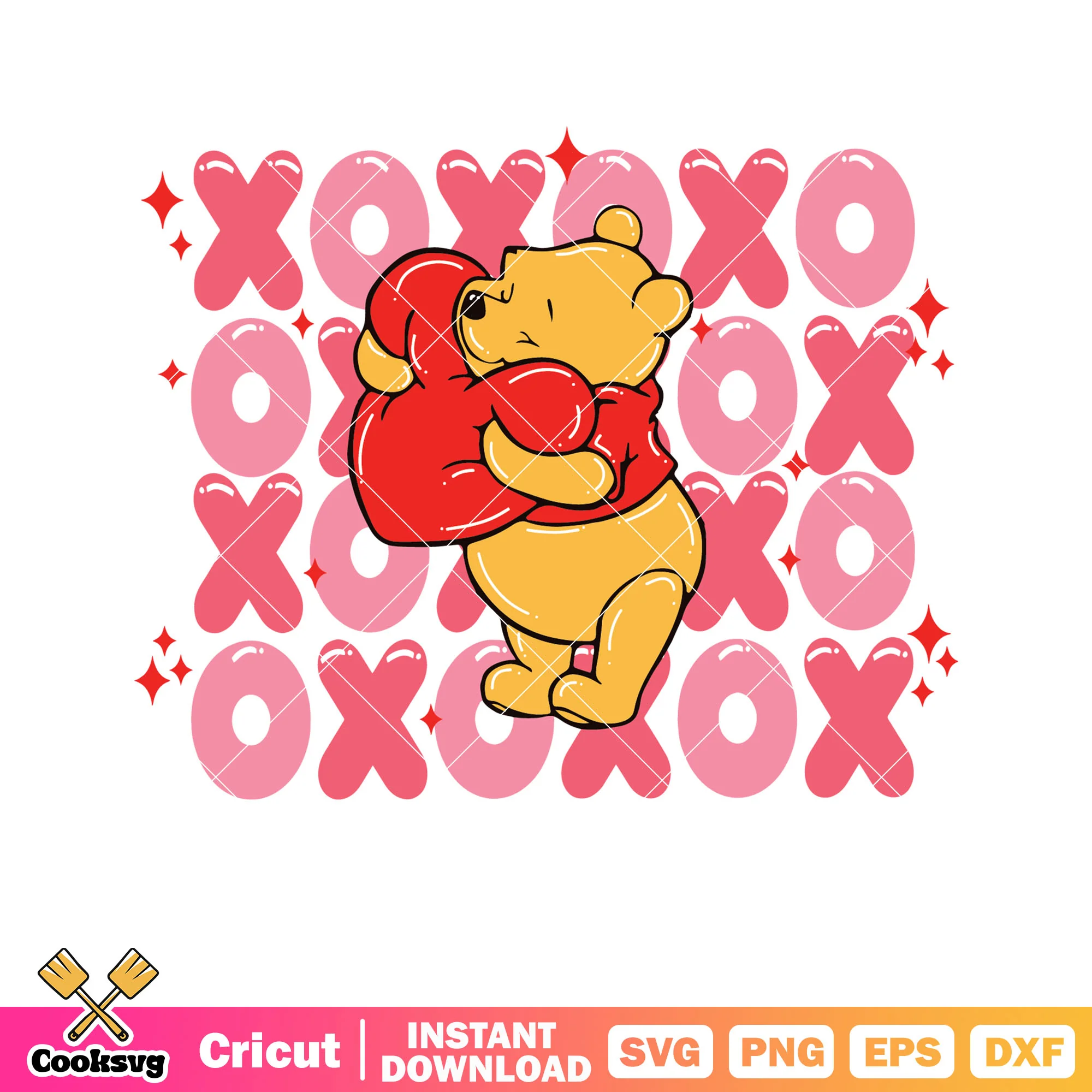 Pooh bear xoxo valentine file svg, xoxo valentine svg, pooh valentine svg