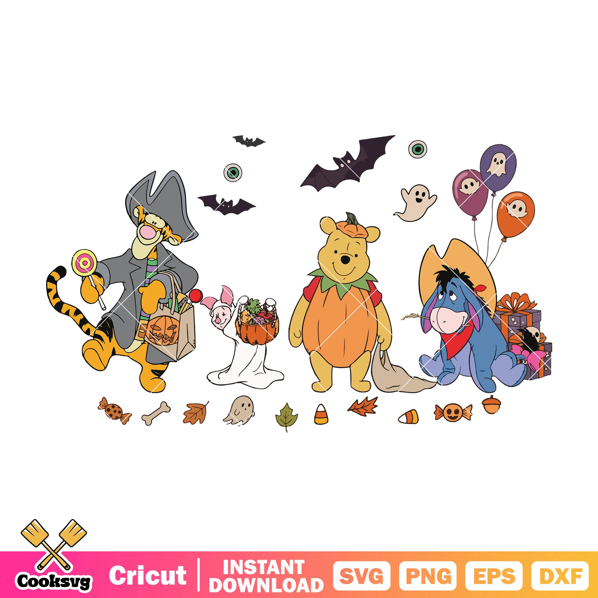 Pooh friends halloween season svg, pooh halloween svg, pooh bear svg