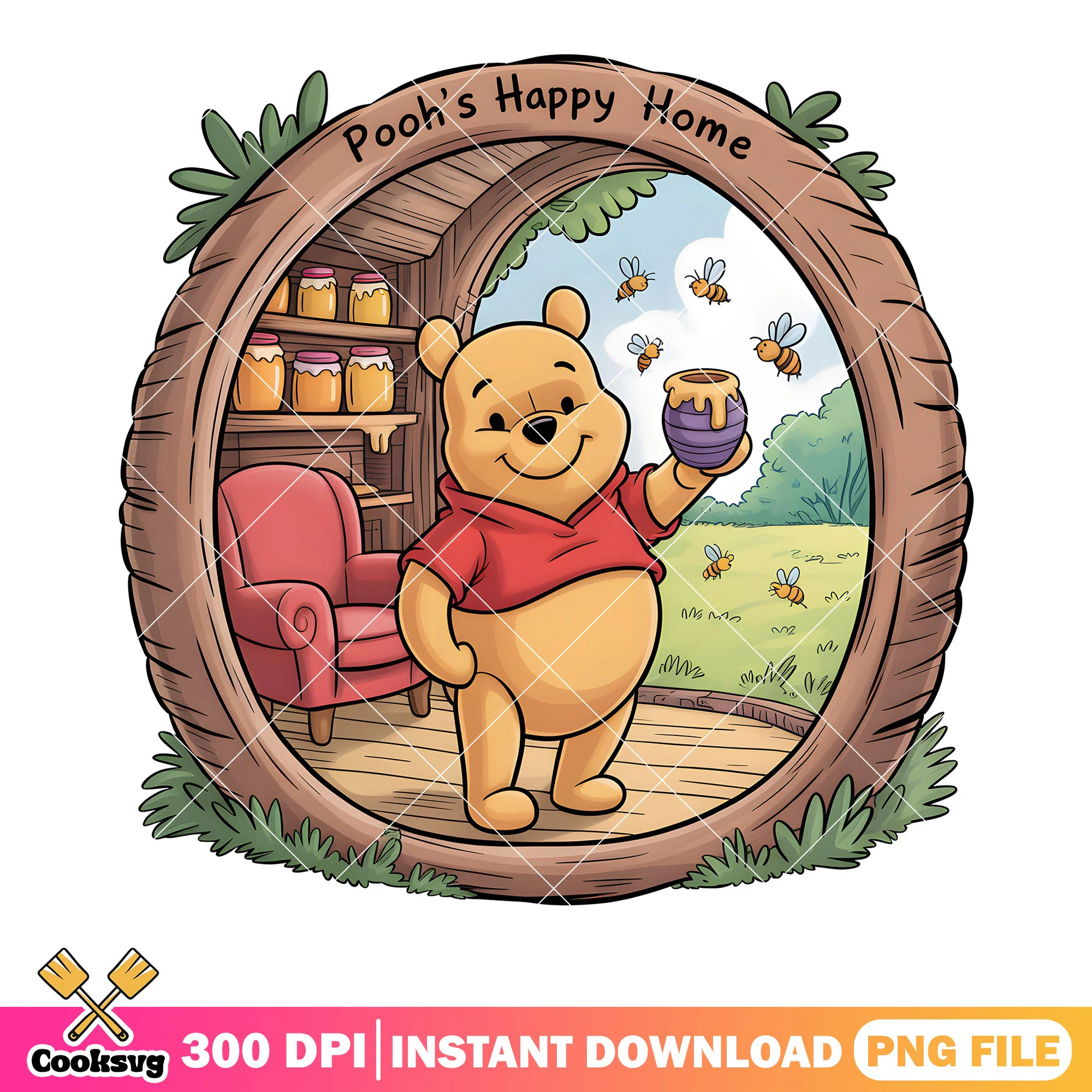 Pooh happy home png, disney pooh png, disney winnie the pooh png
