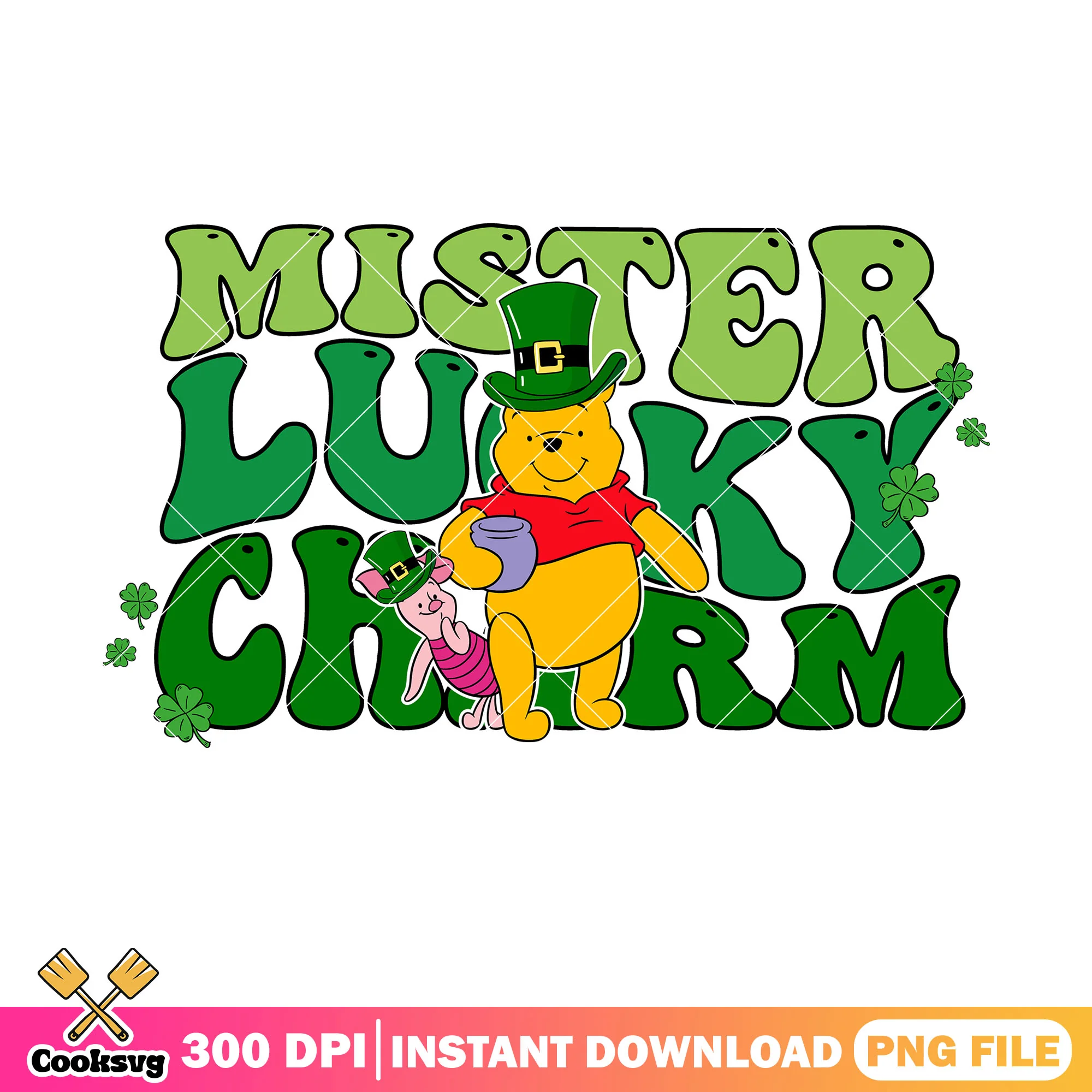Pooh mister lucky charm png, lucky charms png, pooh patrick day png