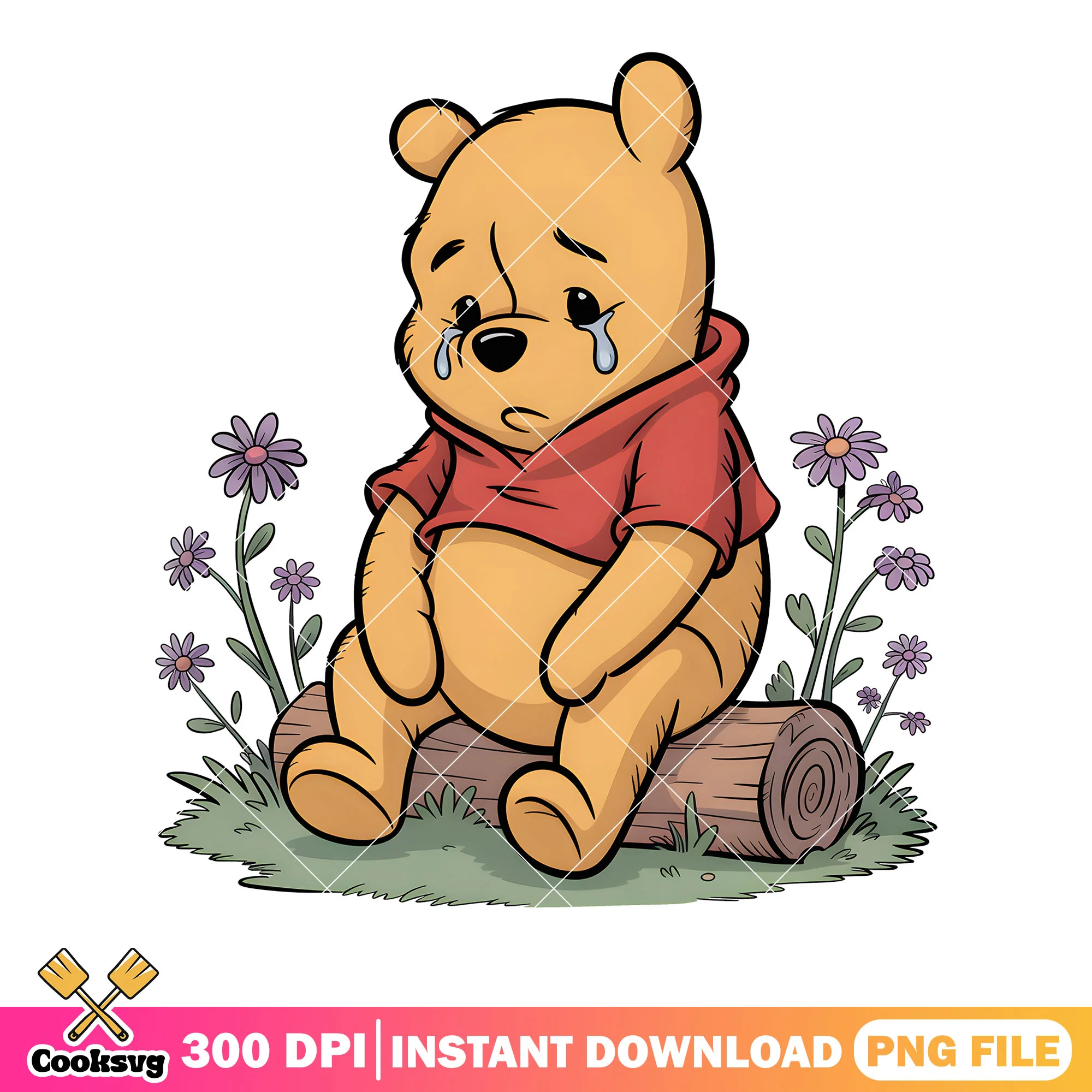 Pooh sad poster love honey png, classic pooh png, disney poster png