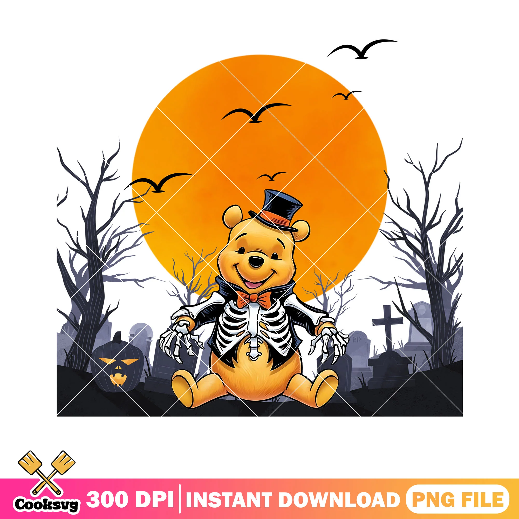 Pooh skeleton costume png, disney halloween png, scary halloween png