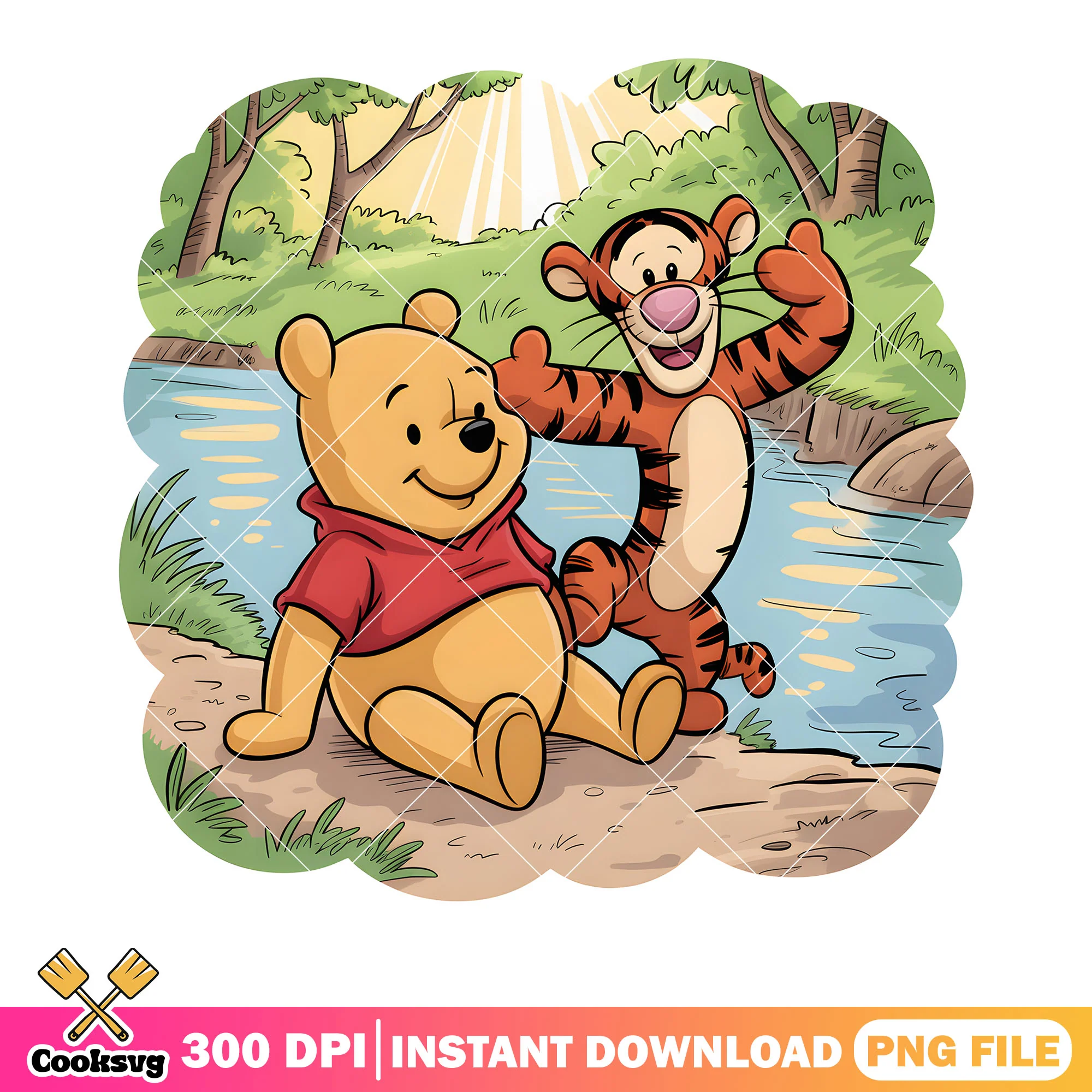Pooh tiger beside river png, disney tiger png, winnie the pooh png