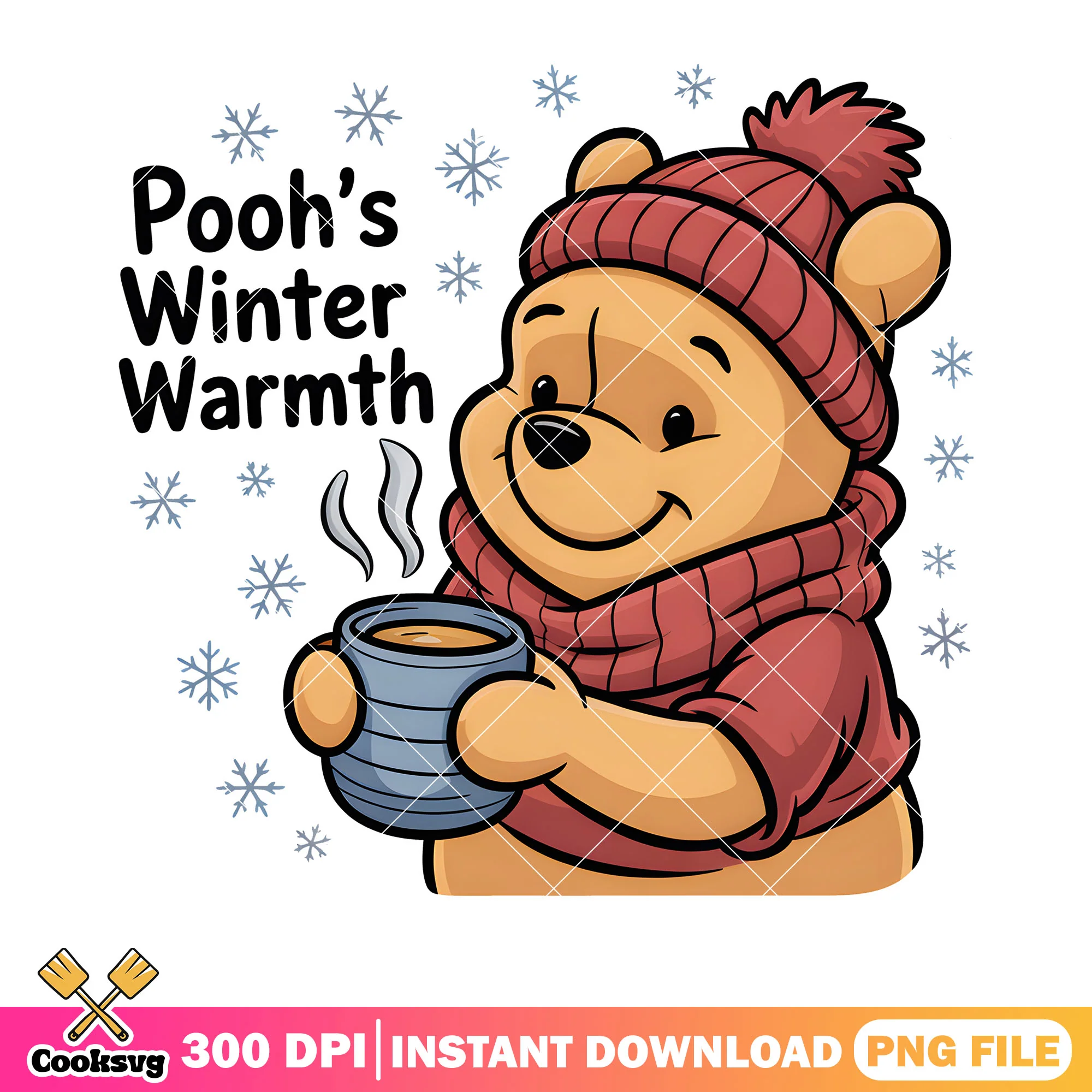 Pooh winter warmth png, winter vibes png, winnie the pooh png