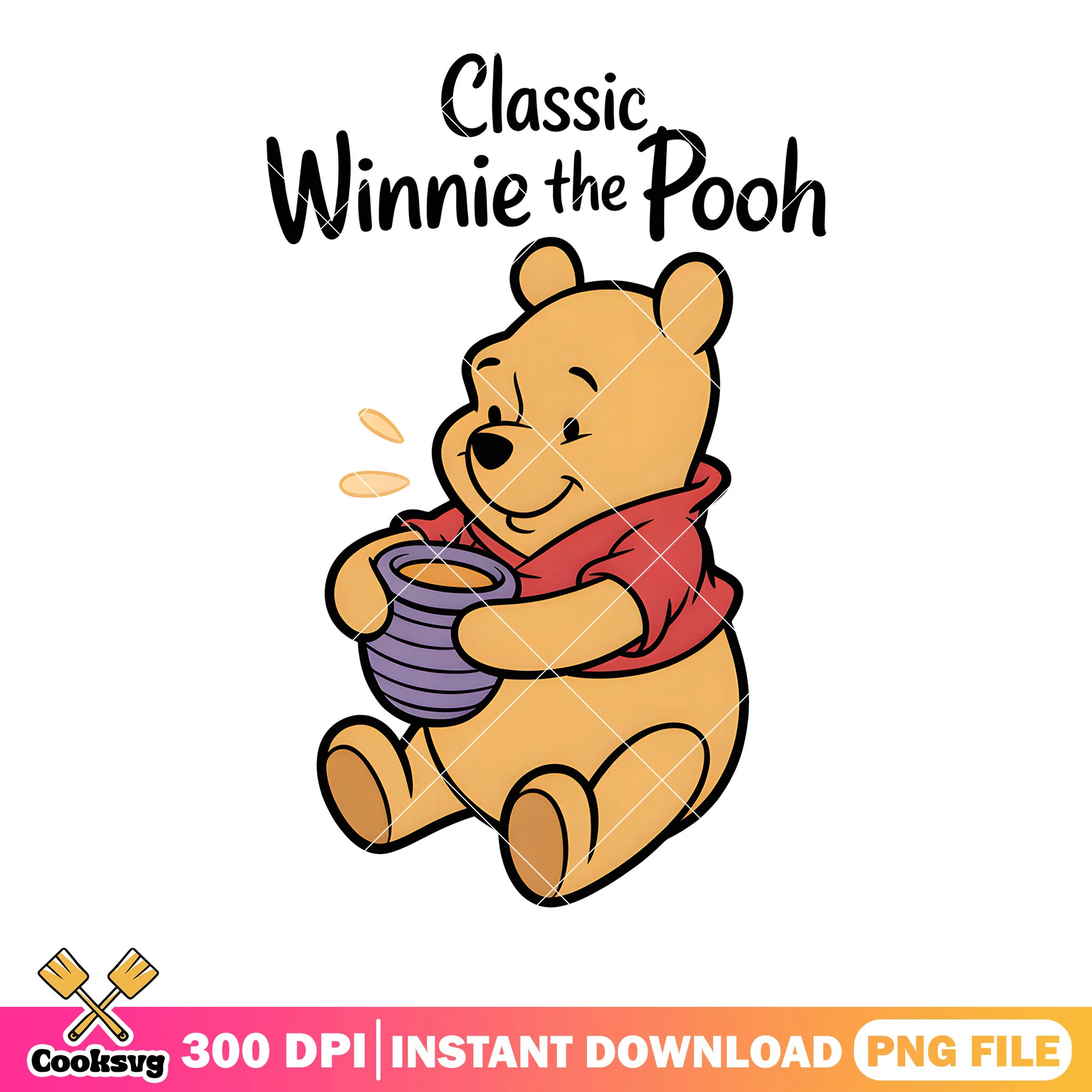 Pooh with classic honey poster png, vintage pooh png, pooh bear gift png