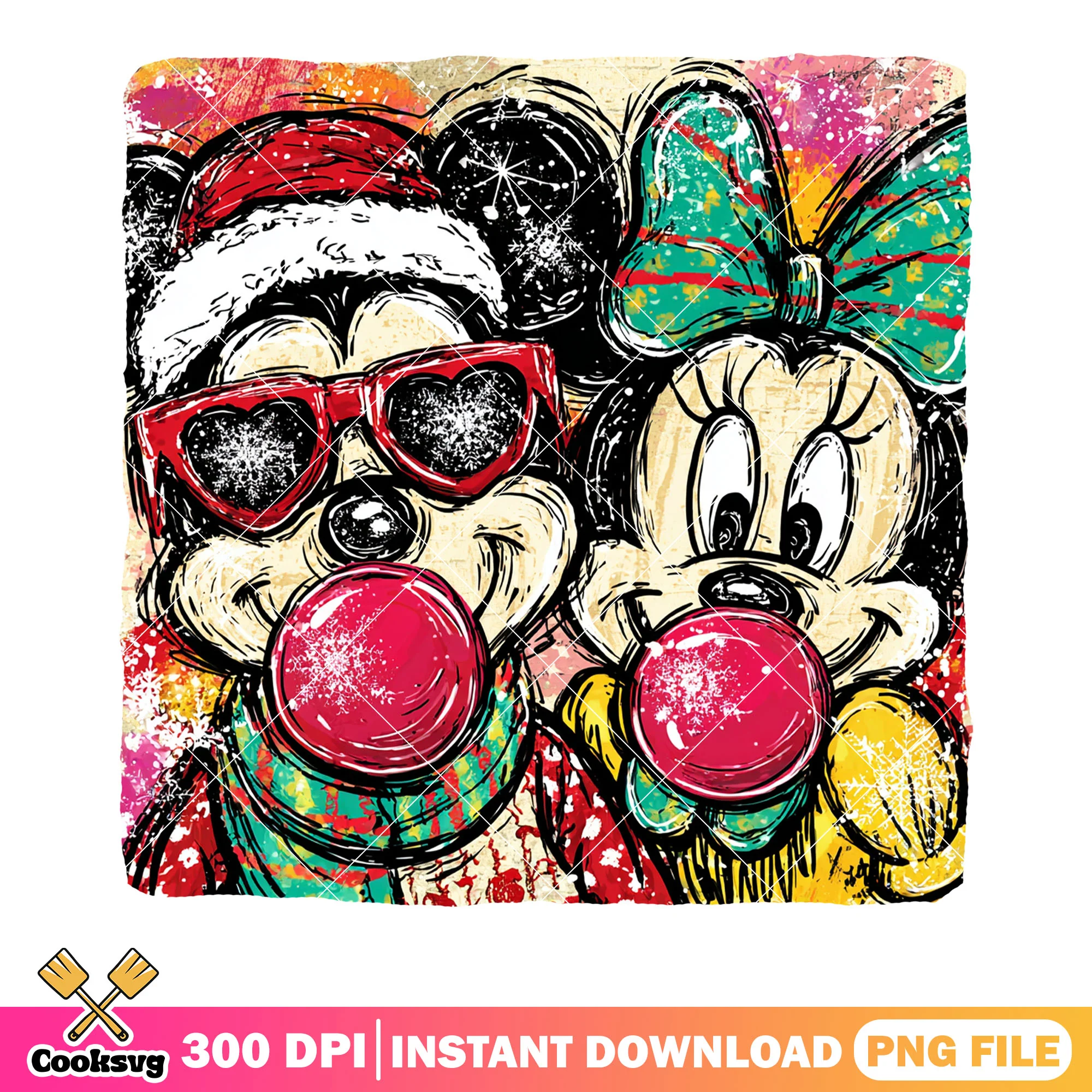 Pop art christmas minnie mickey png, mickey and friends png, christmas png