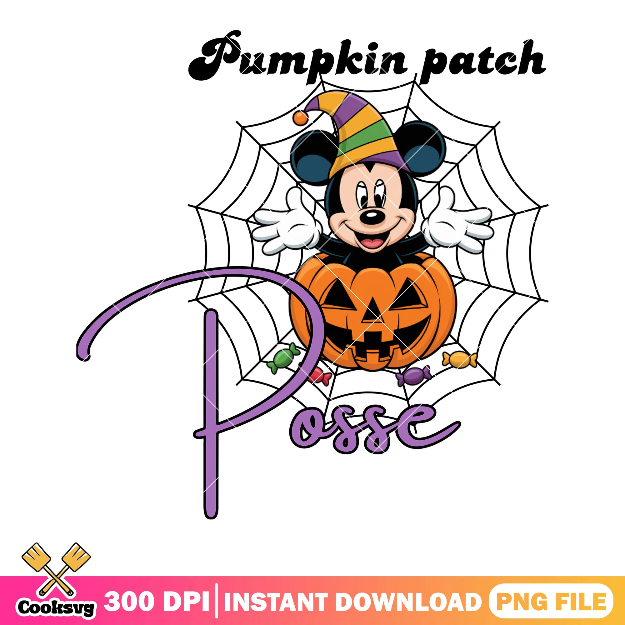 Posse pumpkin patch png, spider web png, mickey mouse png
