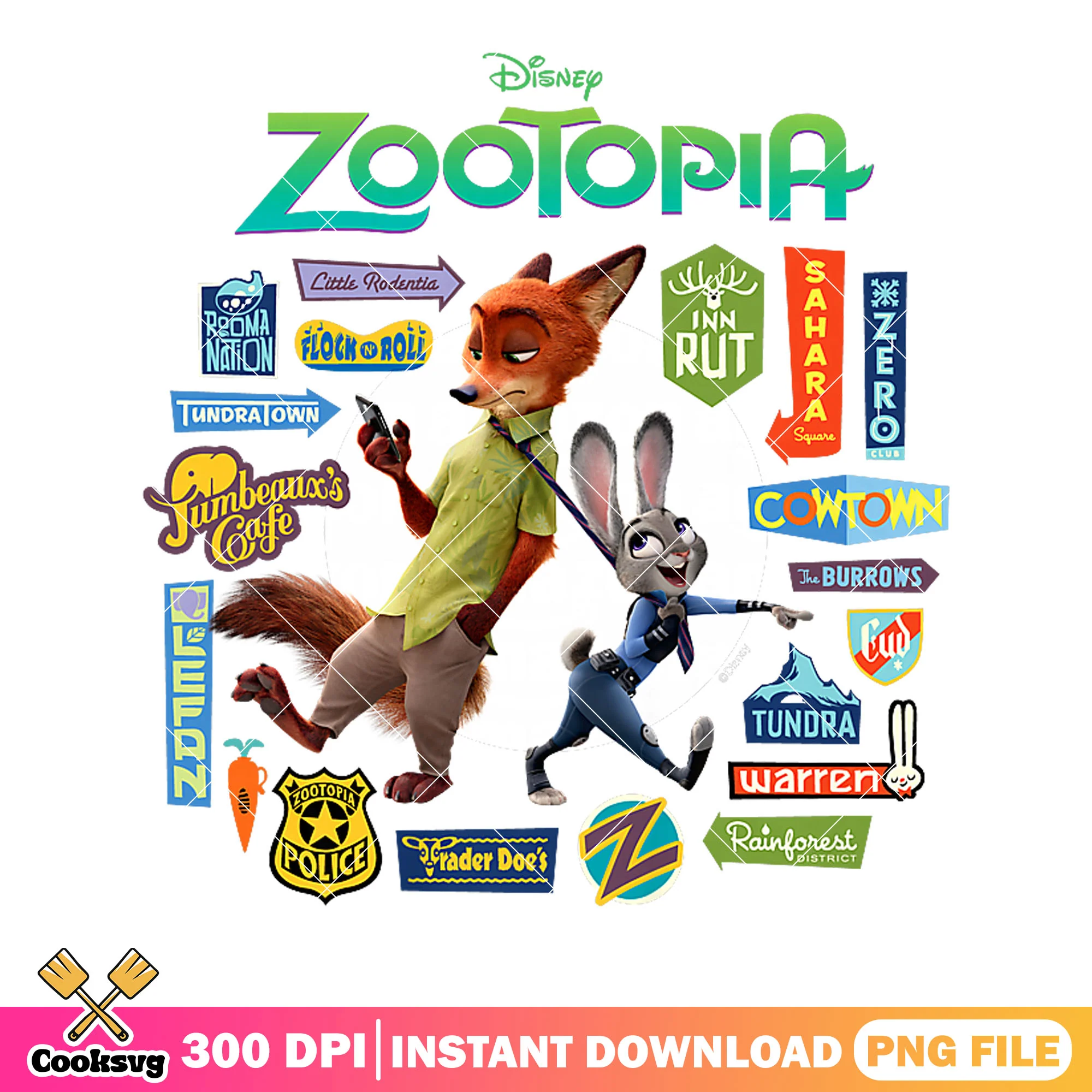 Poster logo zootopia png, disney zootopia png, judy and nick png